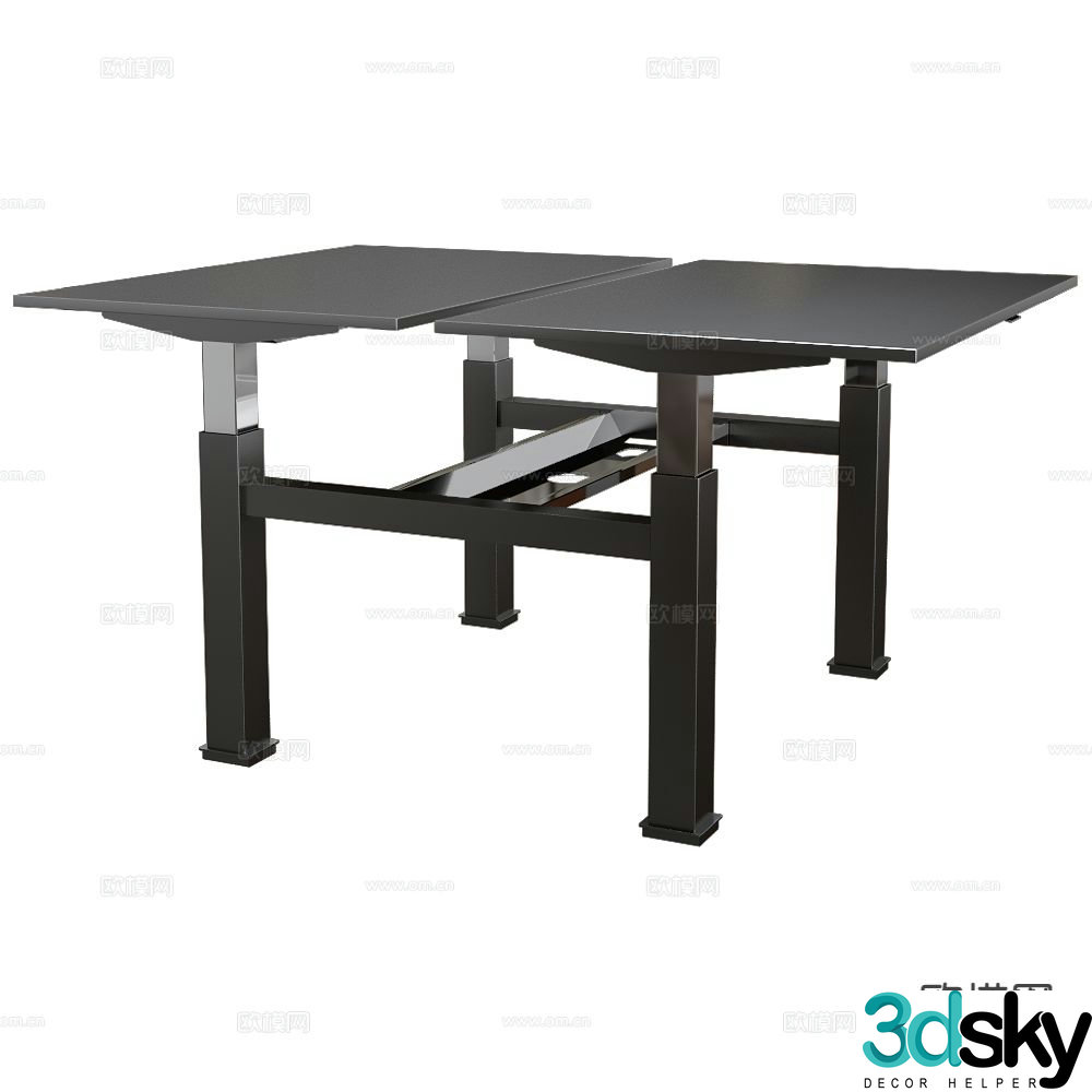 Mara lift table double desk 3d model
