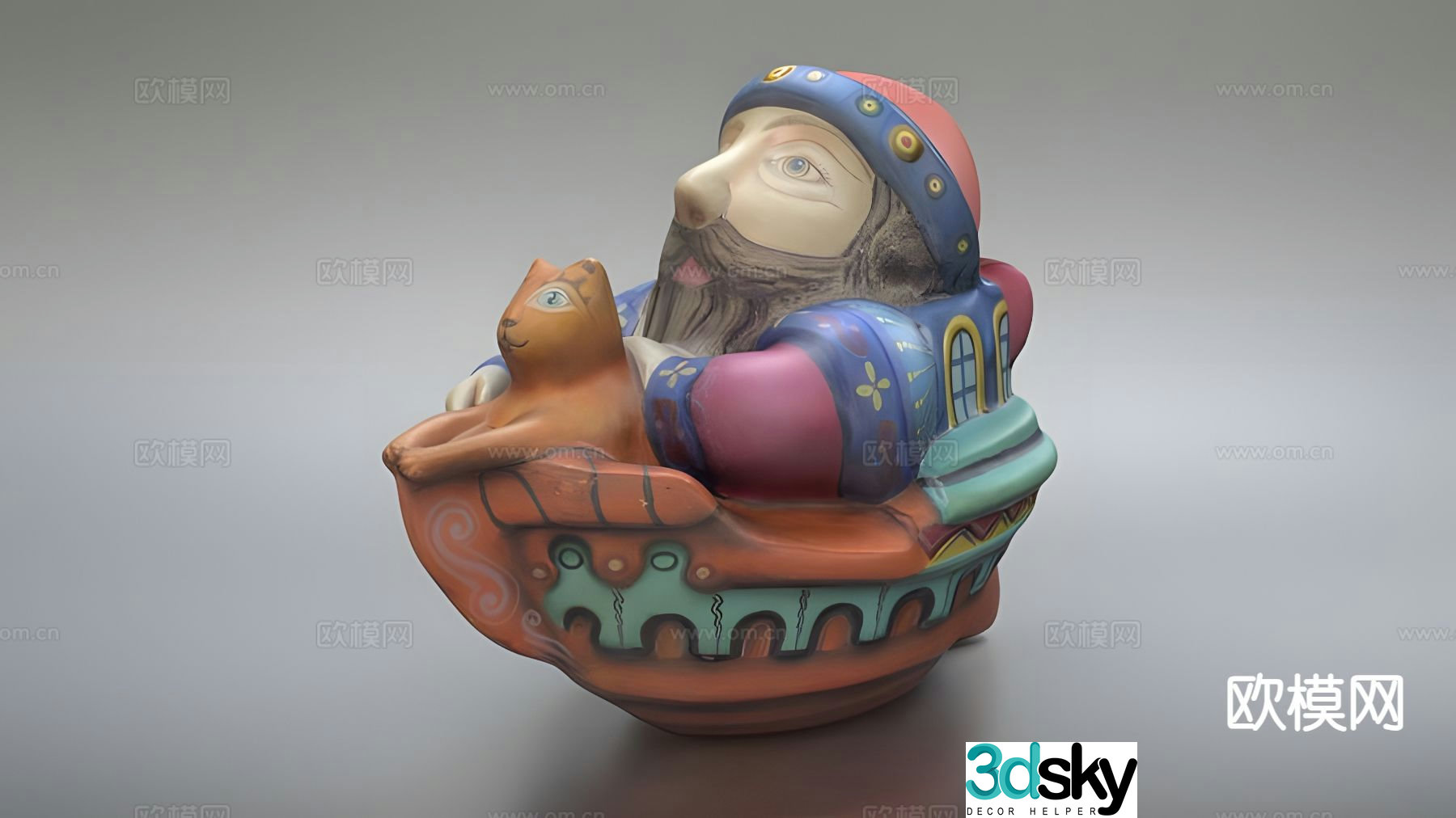 Ceramic boat toy doll 3d model