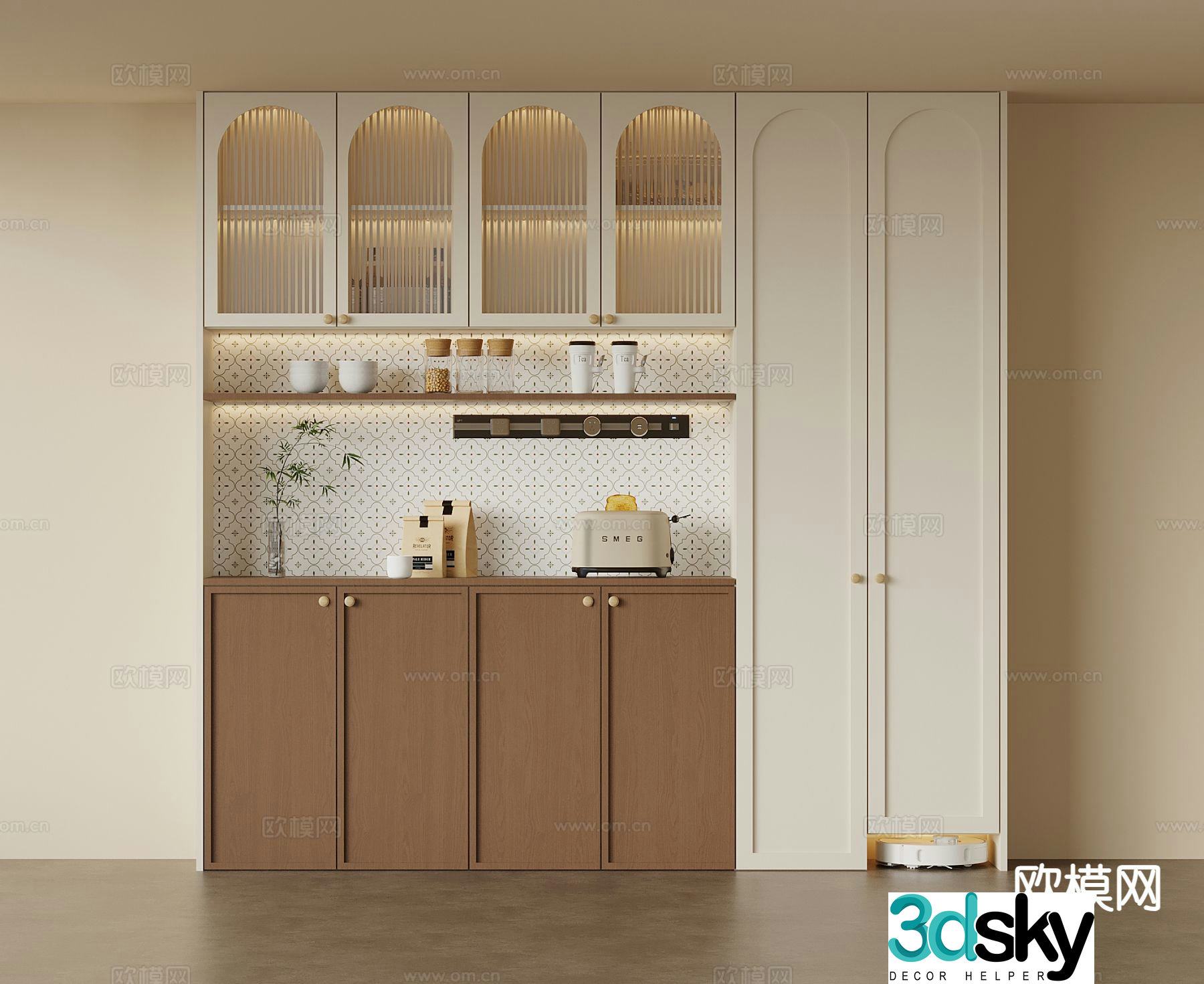 Middle-aged wine cabinet sideboard 3D model