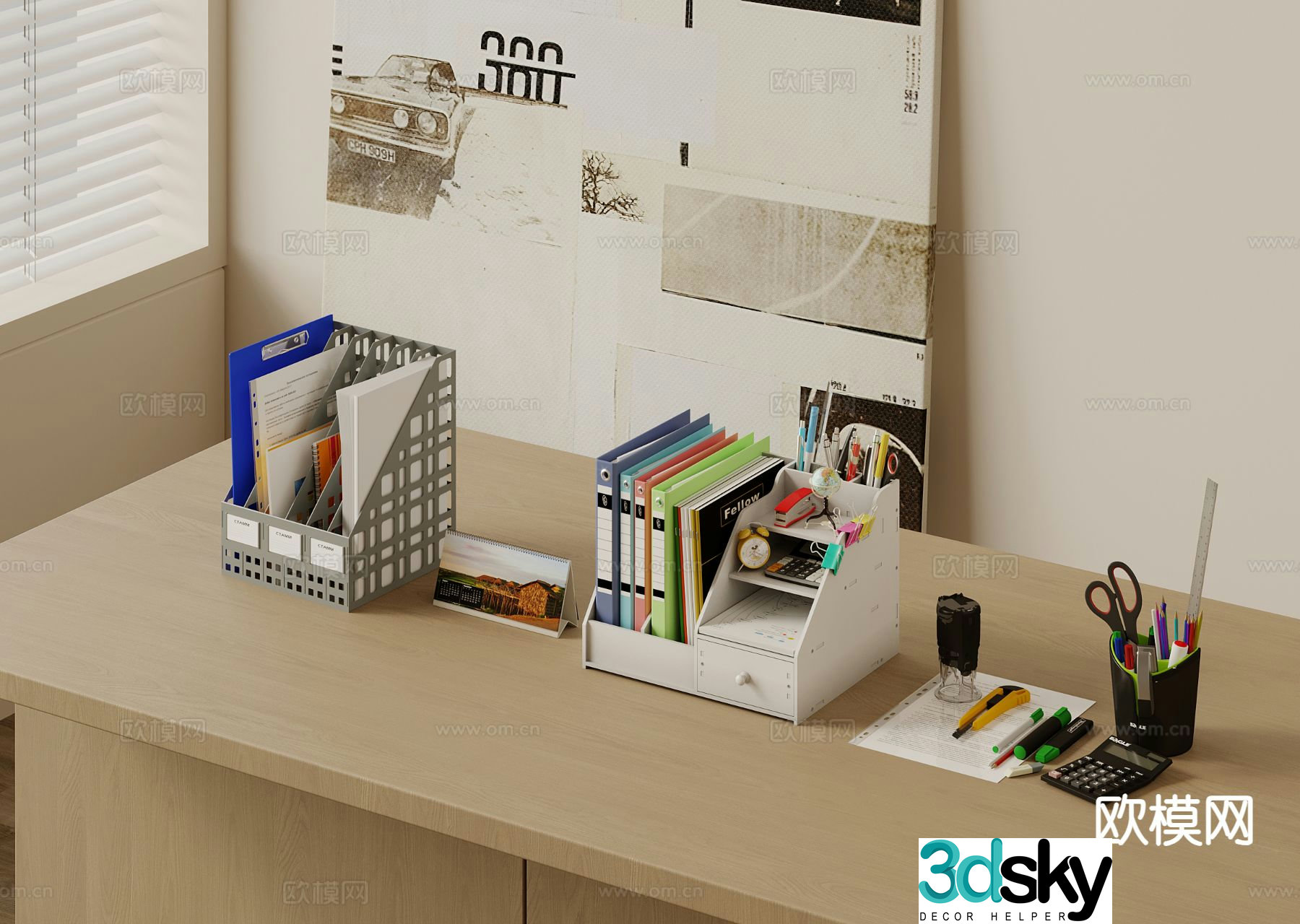 Modern folders stationery office supplies desktop ornaments 3D model