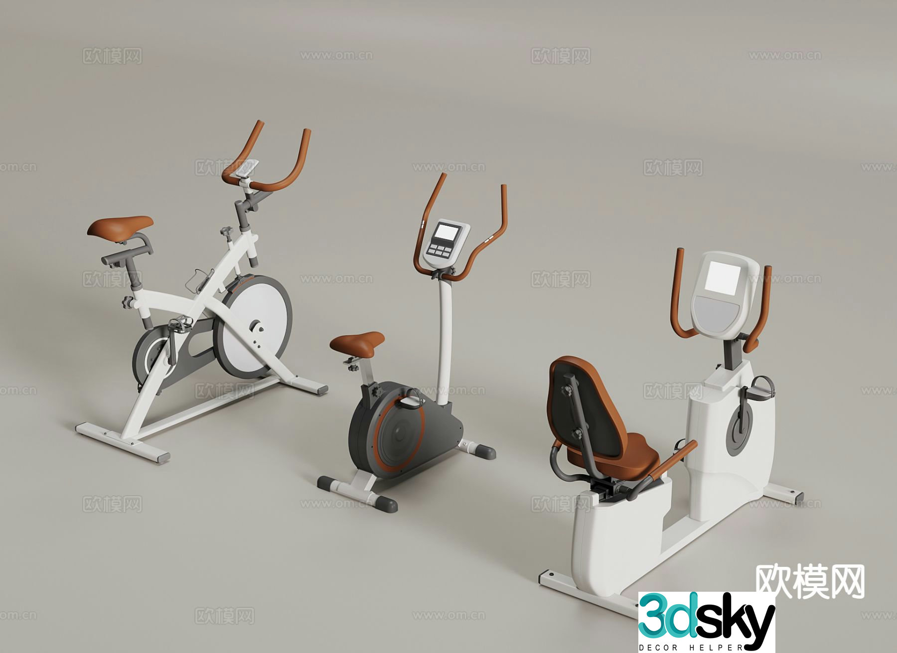 Modern fitness equipment spinning 3d model