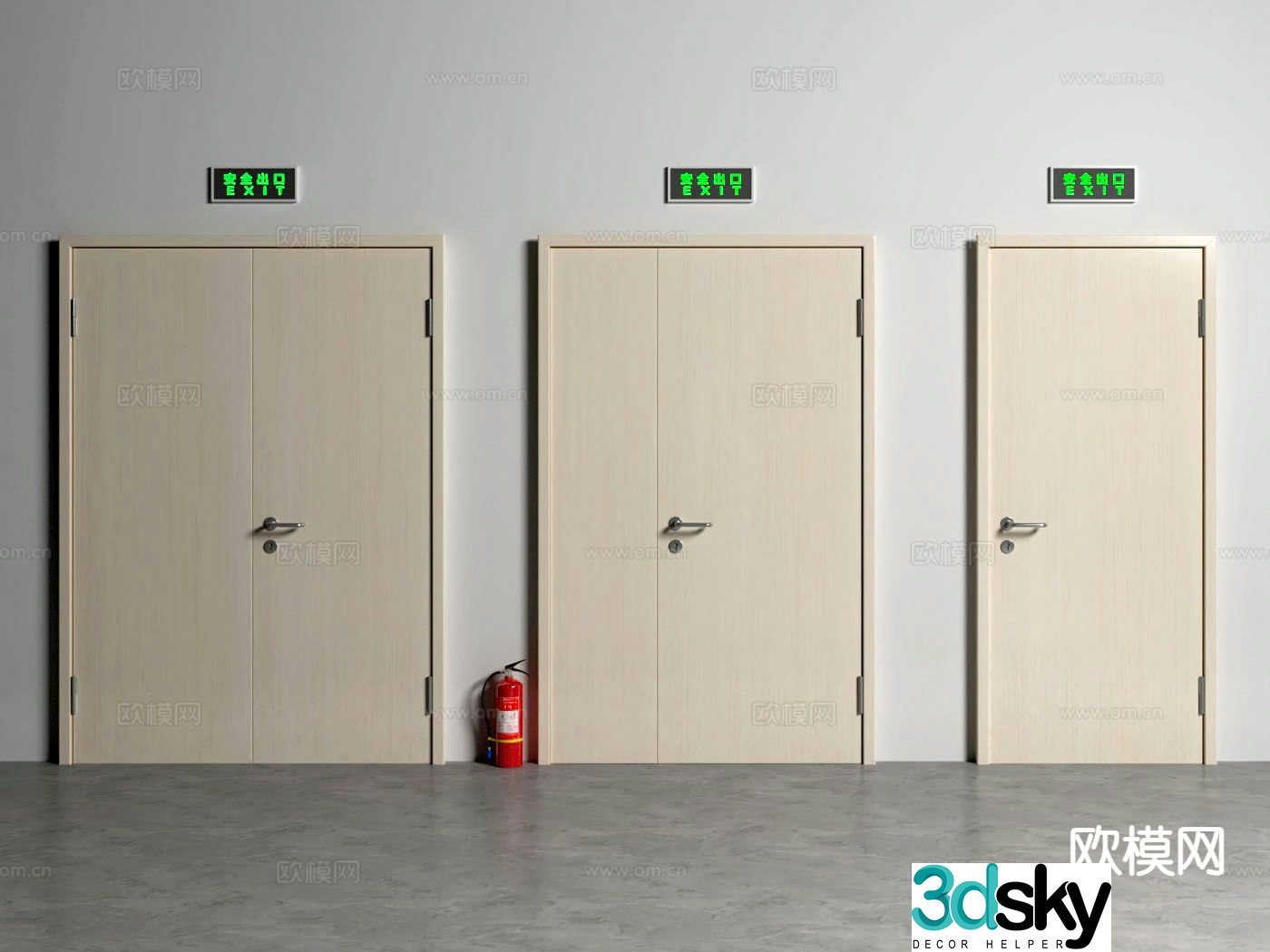 Modern fire door Fire door Safety door Fire extinguisher 3D model