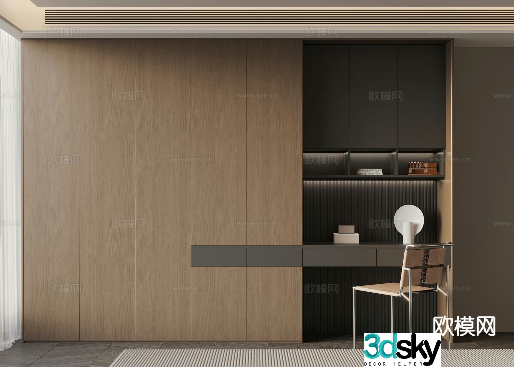 Italian style wardrobe dresser integrated cabinet 3d model
