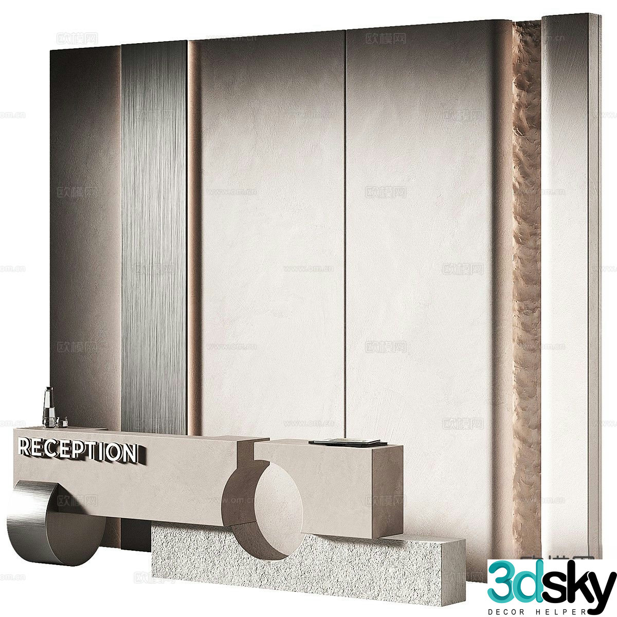 Modern front desk service desk reception desk 3d model