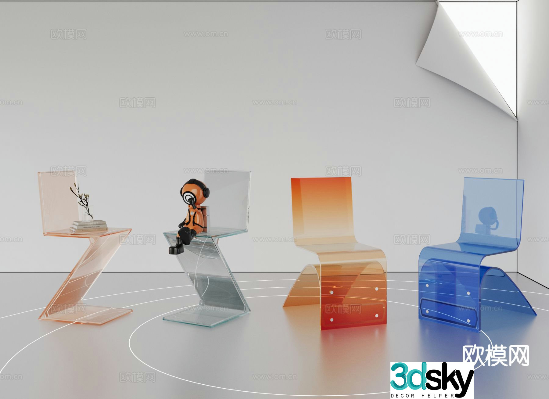 Modern transparent chair acrylic chair 3d model