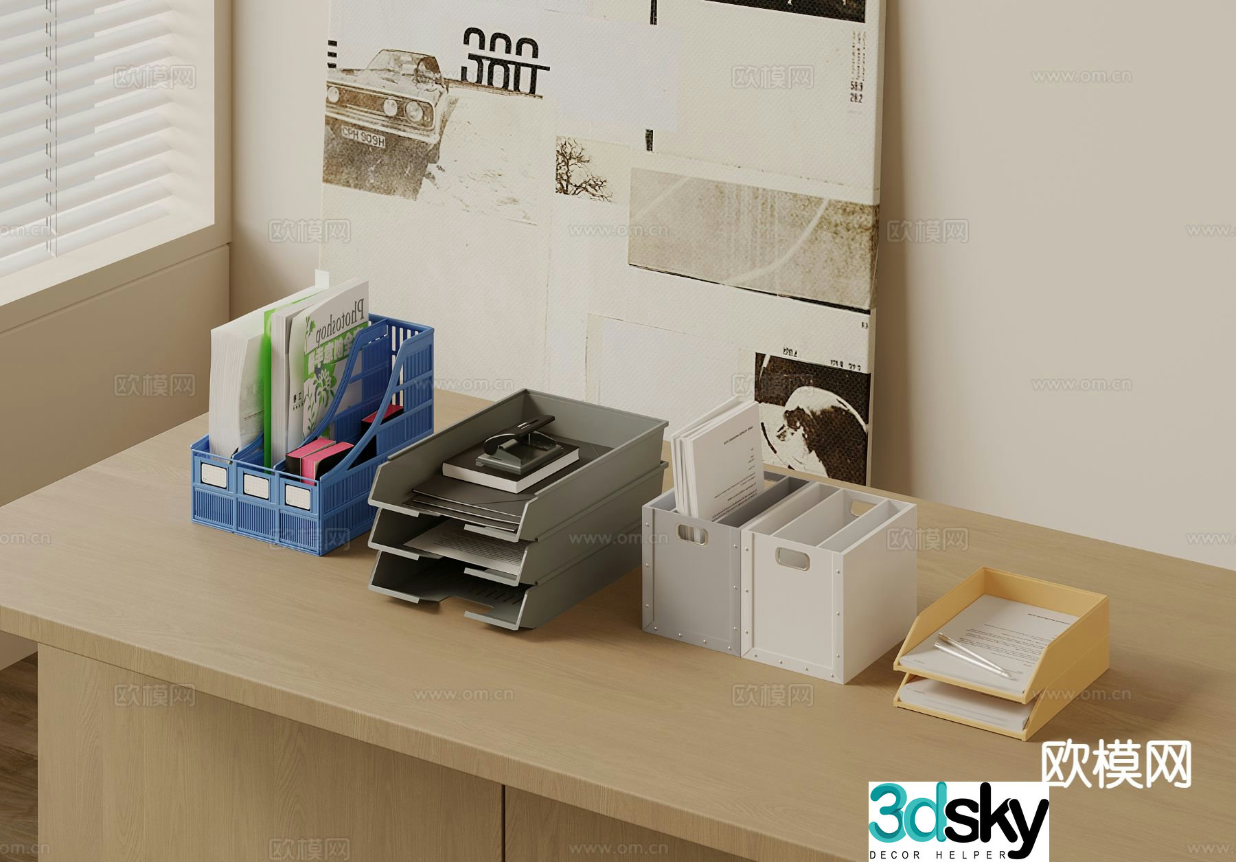 Modern folders stationery office supplies desktop ornaments 3D model
