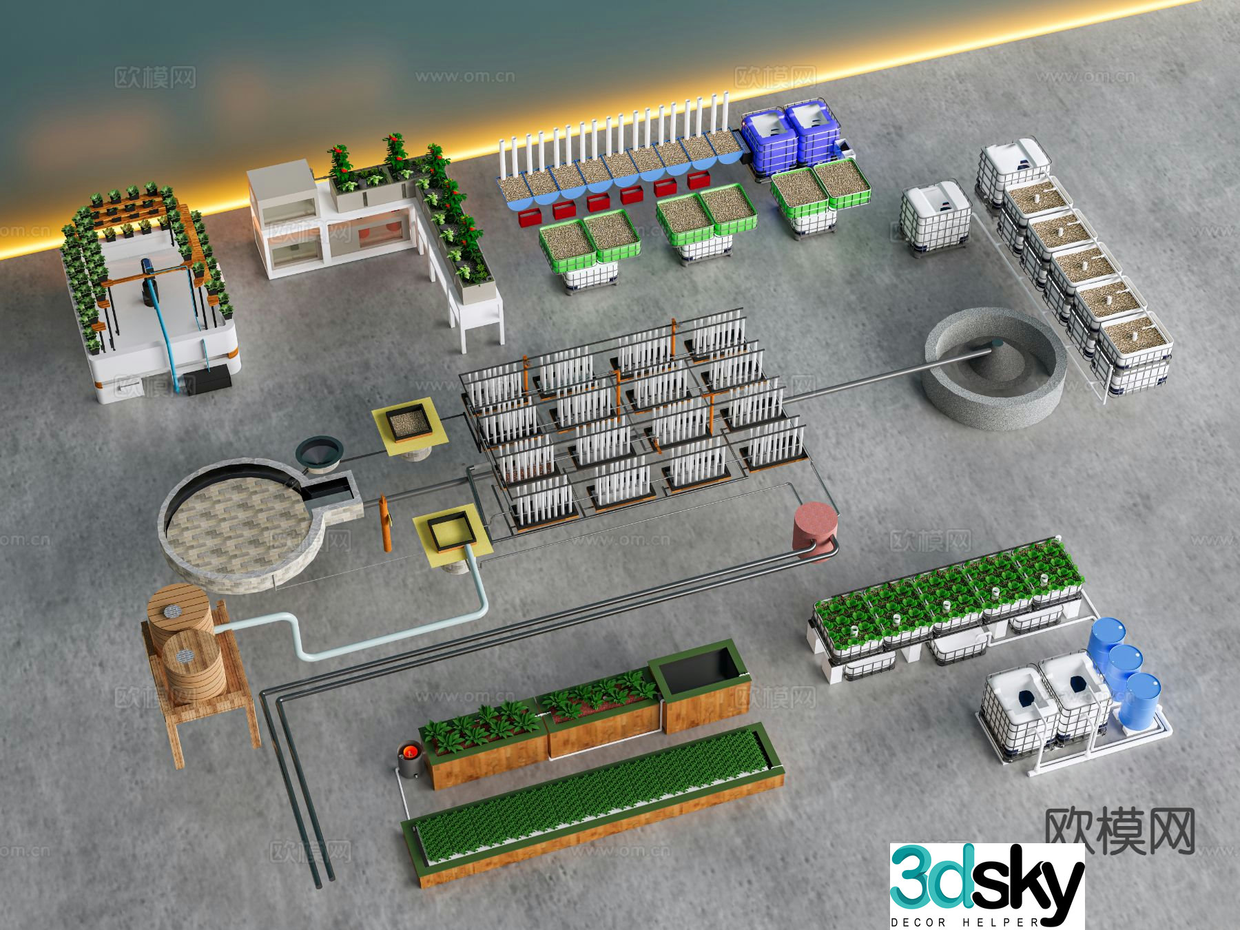 Modern irrigation equipment Vegetable garden vegetable field Breeding and cultivation equipment 3D model