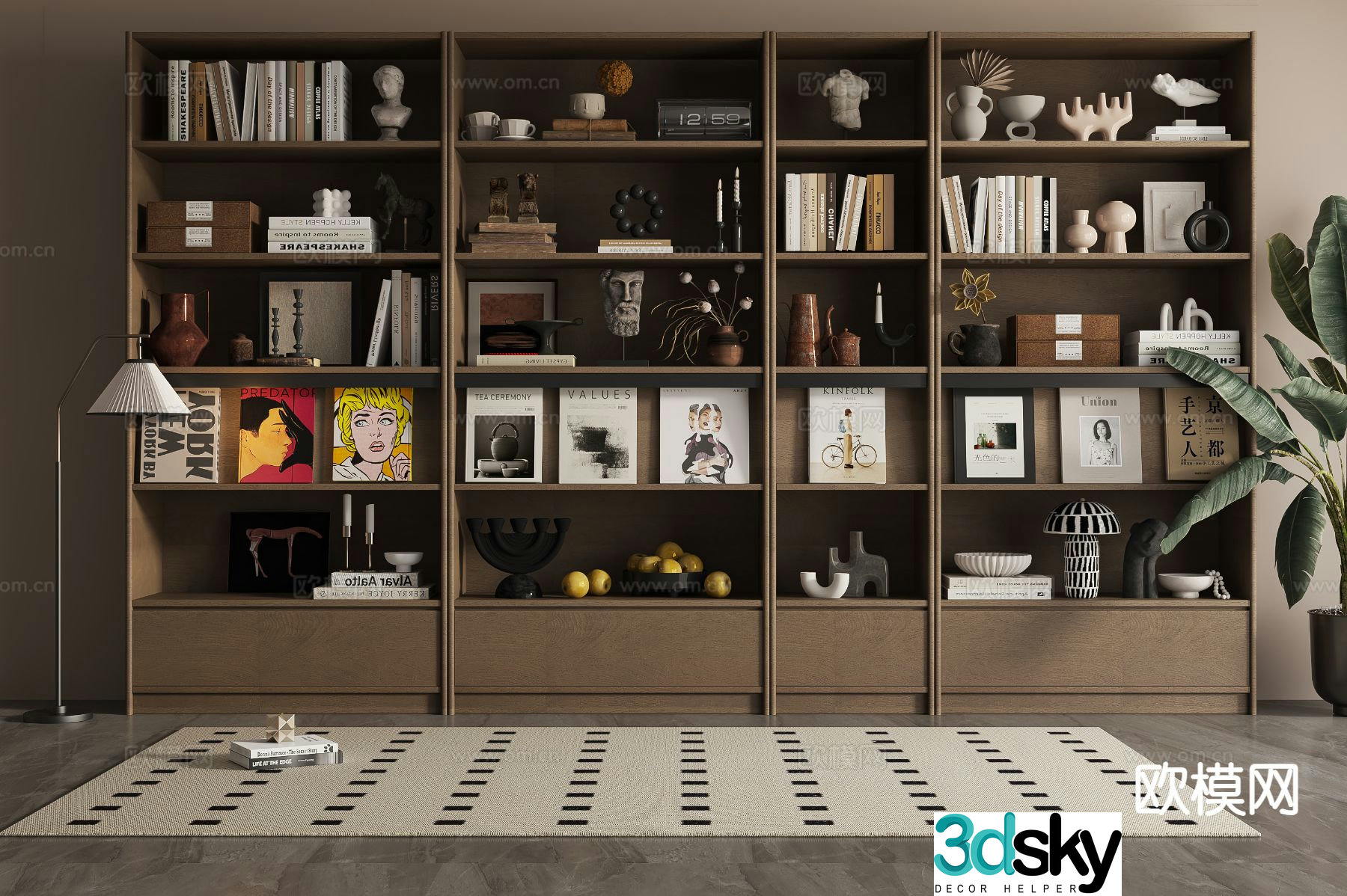 Medieval style bookcase 3D model