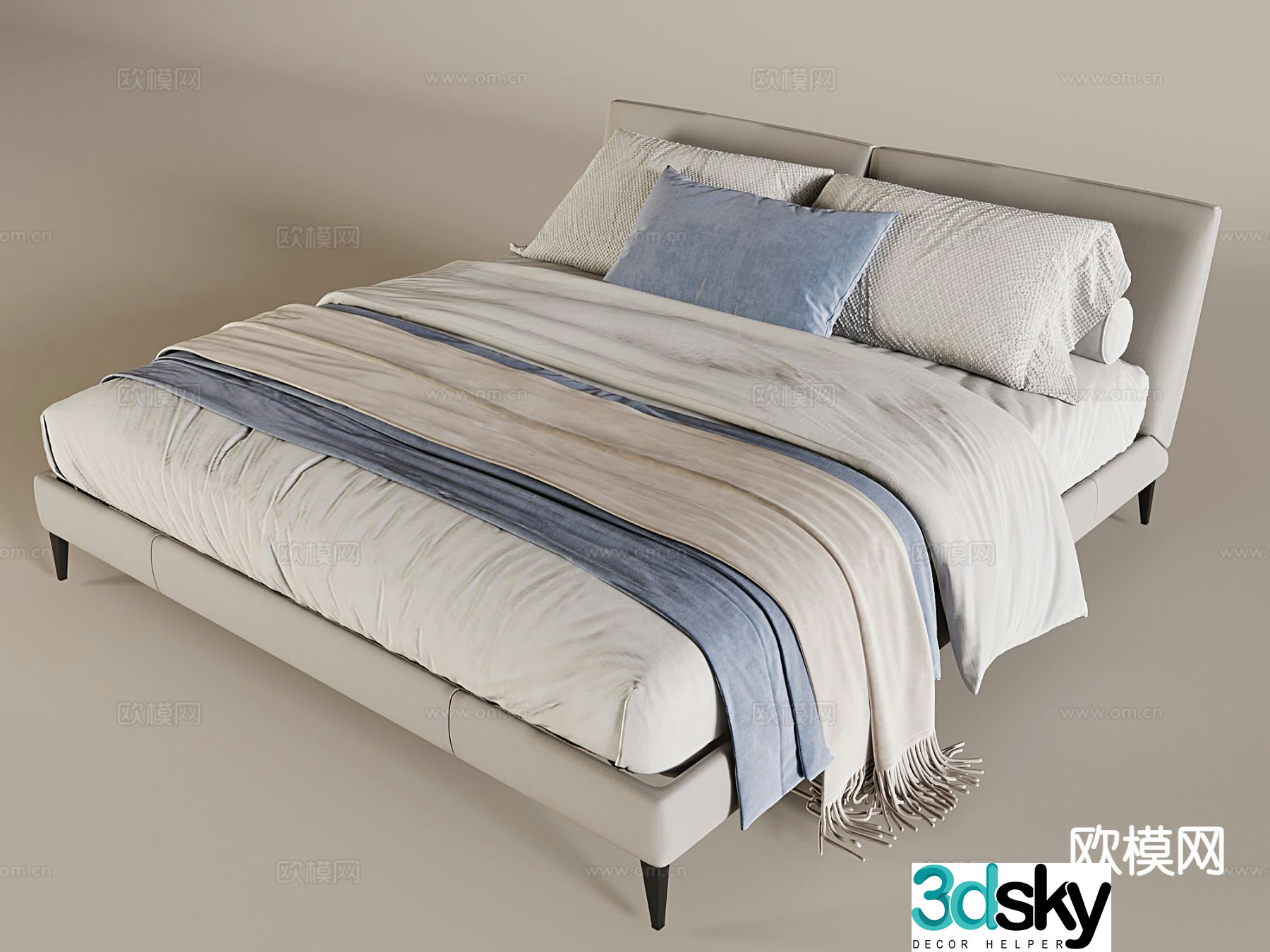 Modern double bed 3d model