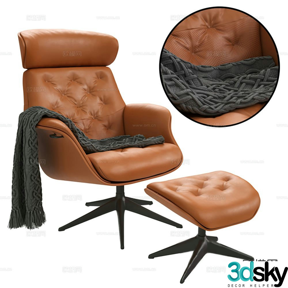 Leather chair recliner office chair boss chair 3d model