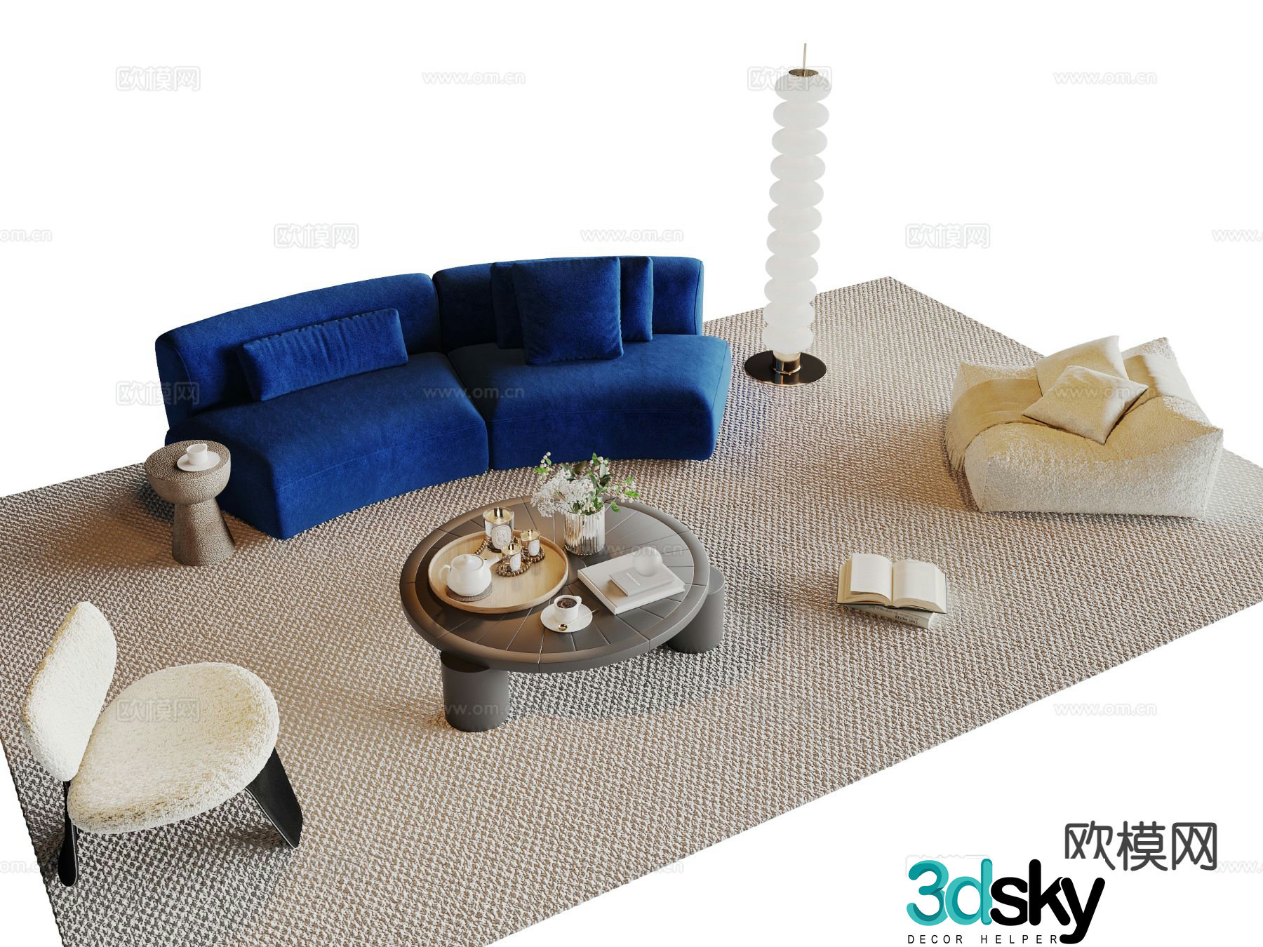 Minimalist sofa set 3d model
