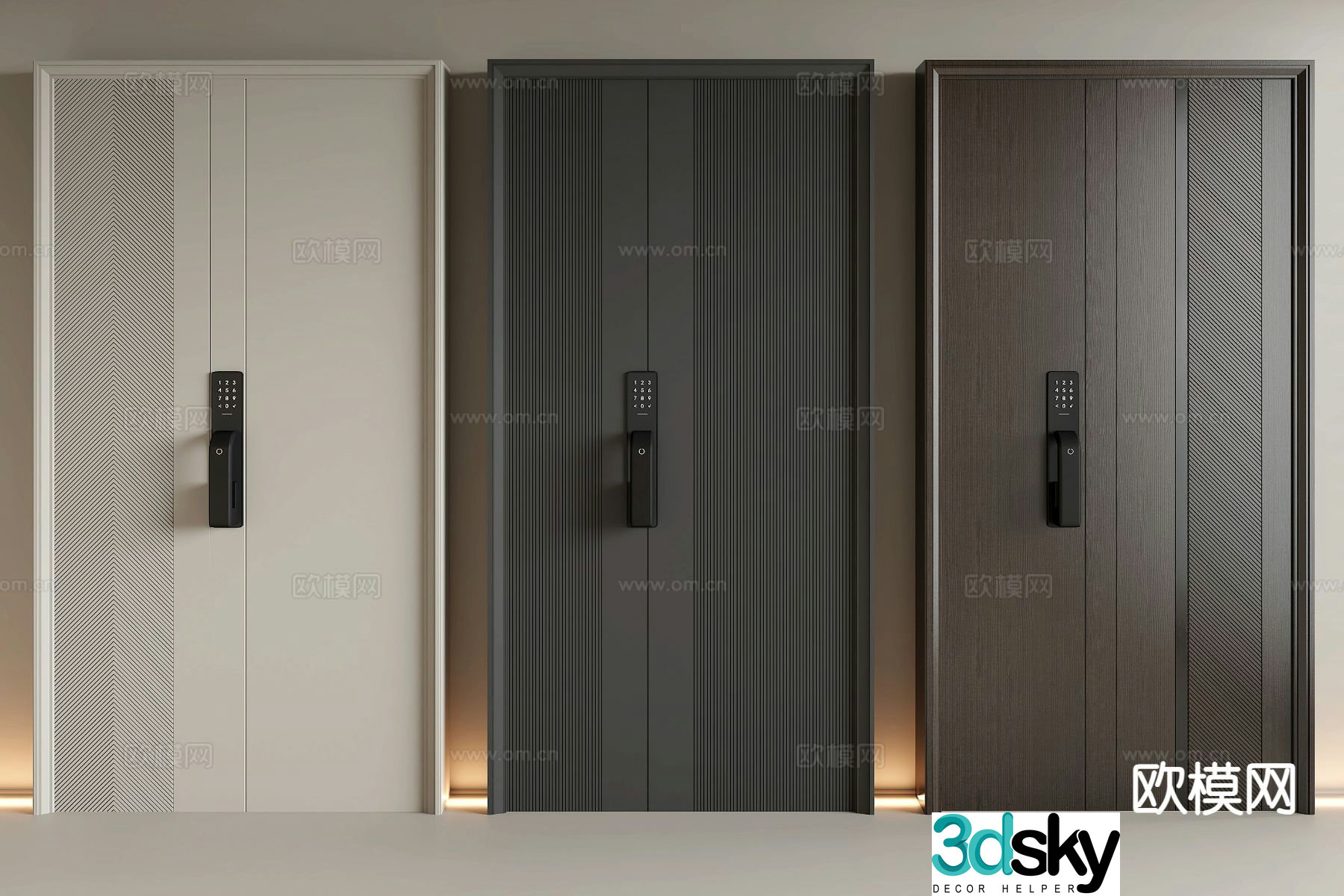 Modern entry door security door 3d model