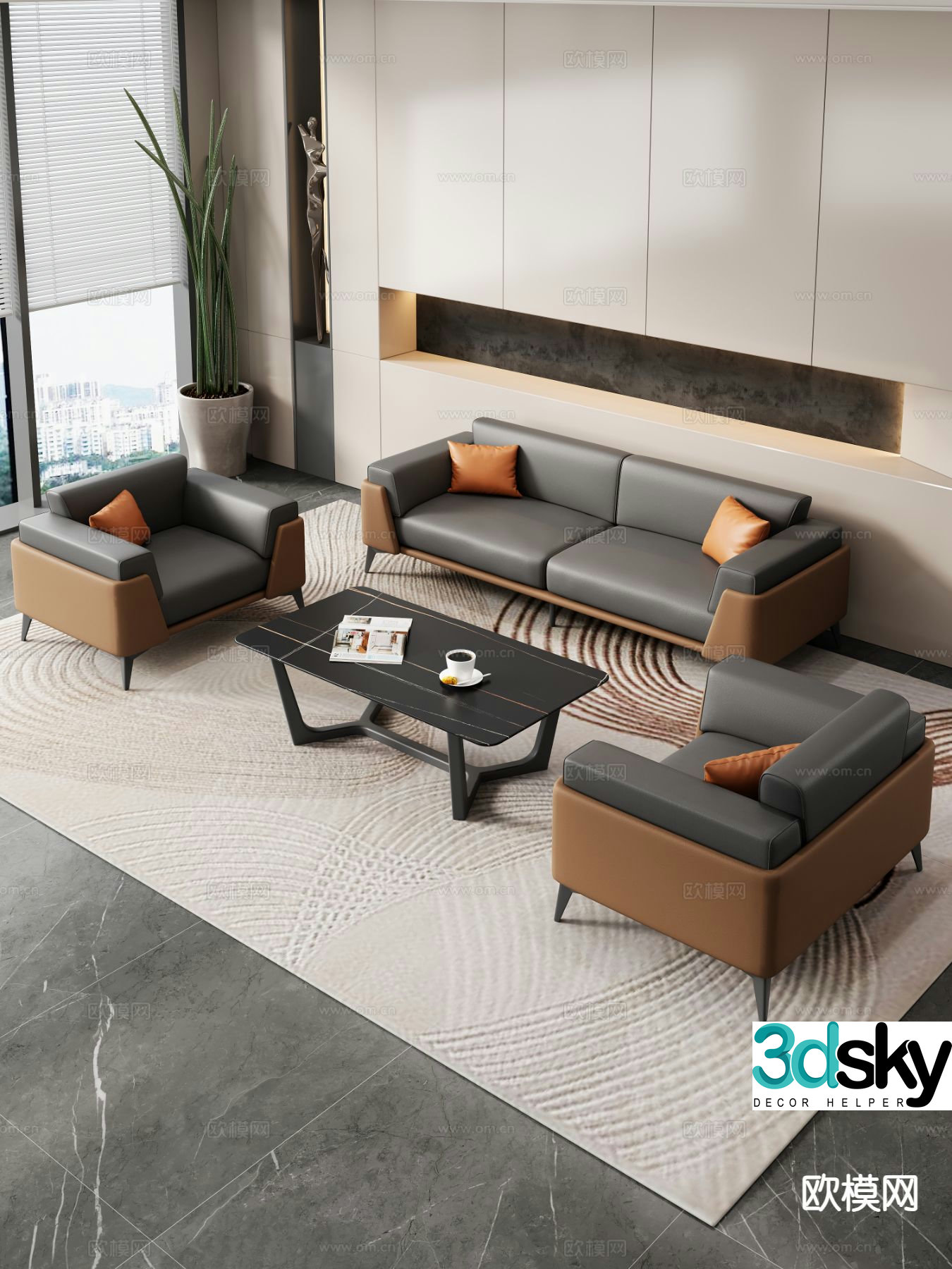Modern office sofa modular sofa 3d model
