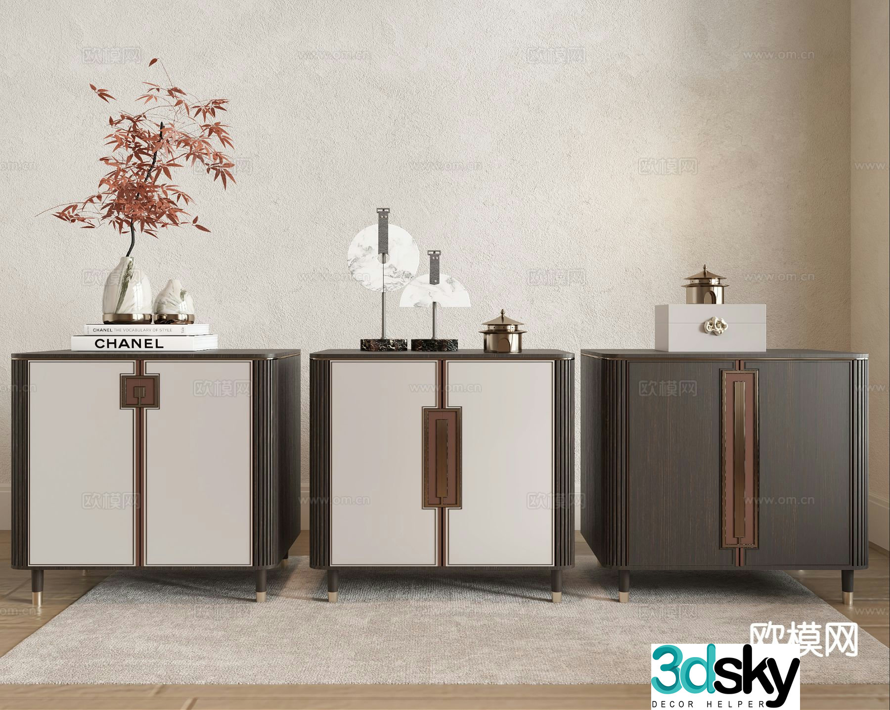 New Chinese style bedside table 3d model