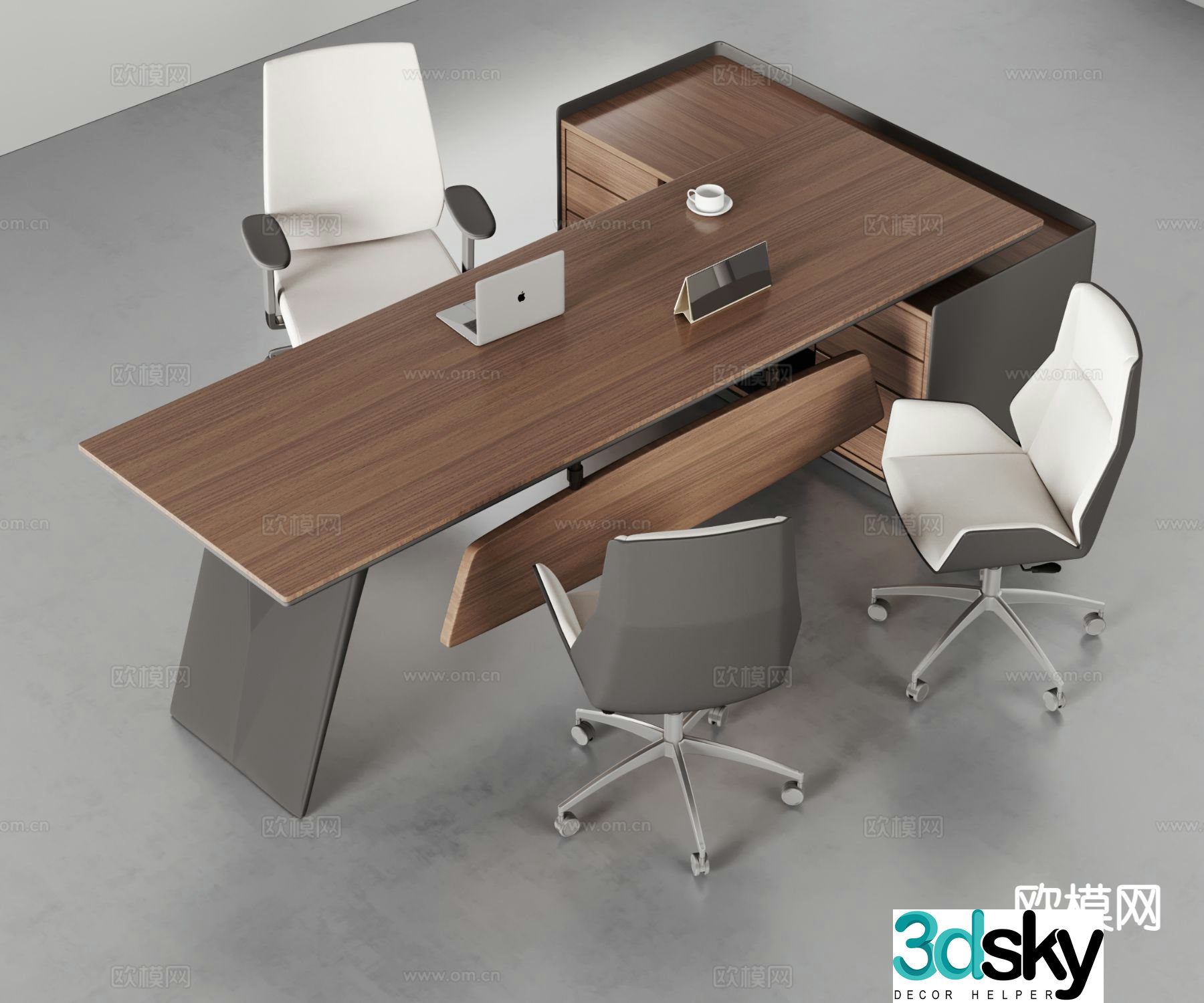 Log style boss desk executive desk 3D model