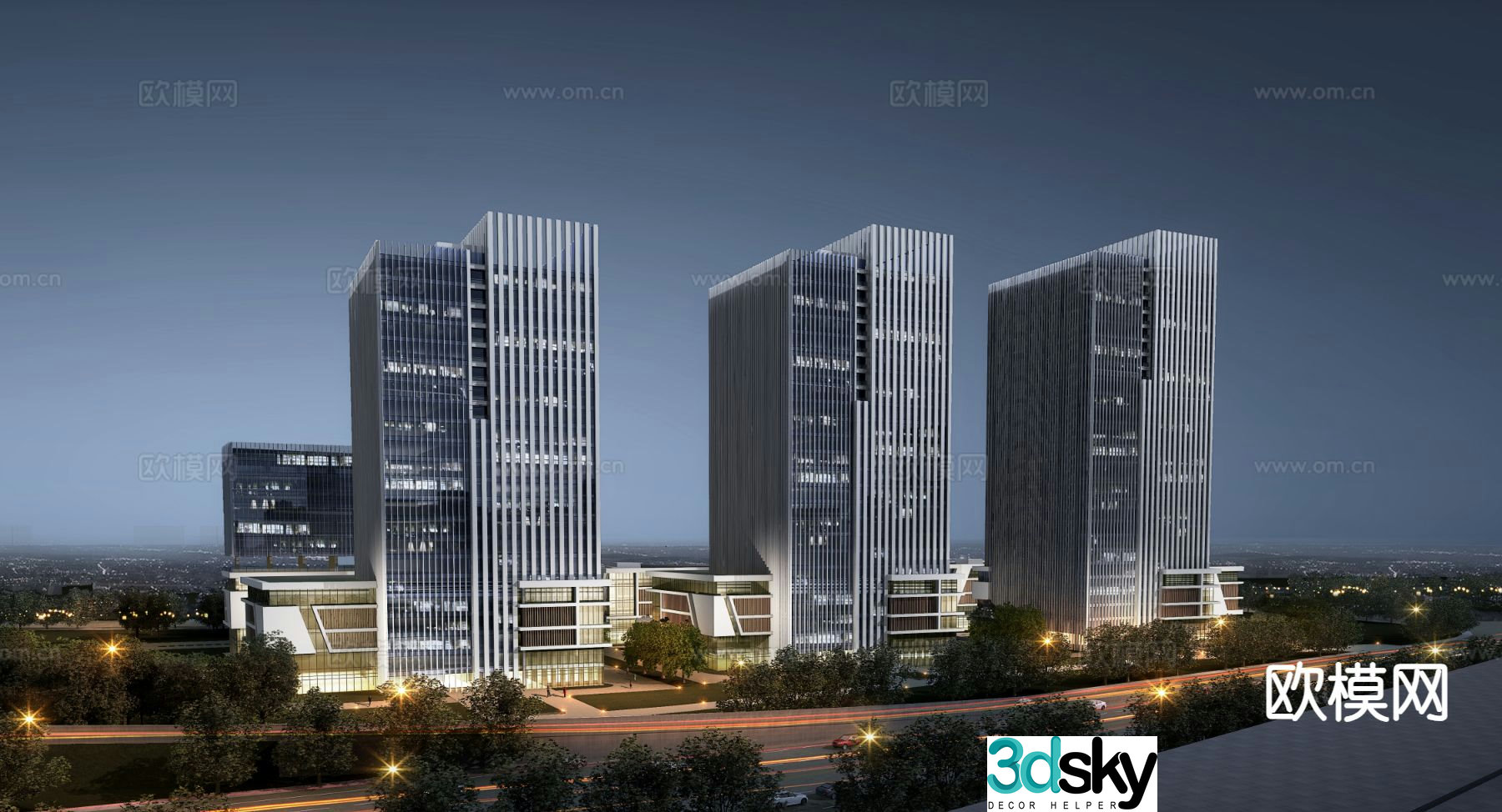 Modern office building exterior 3d model