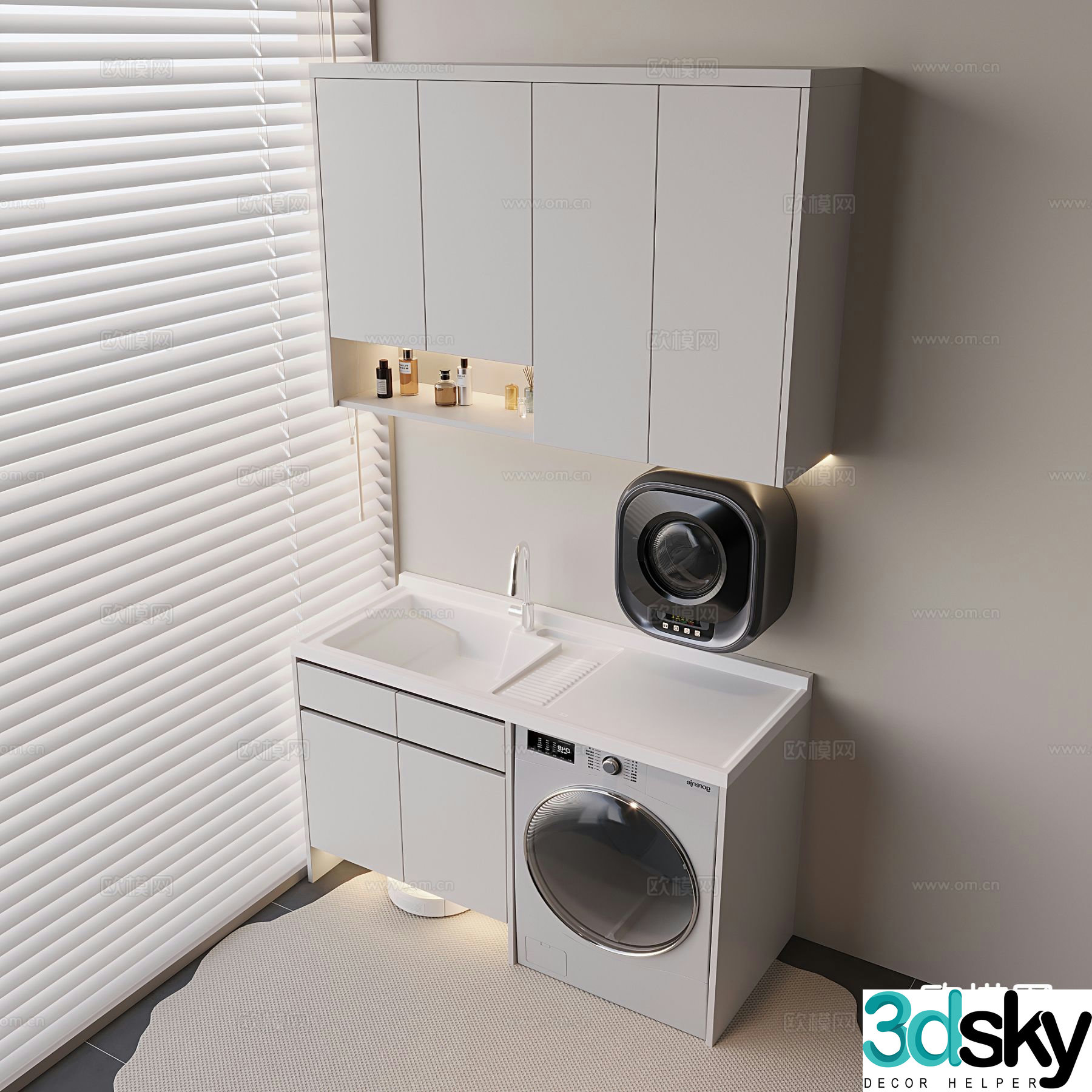Modern washing machine cabinet balcony cabinet 3d model