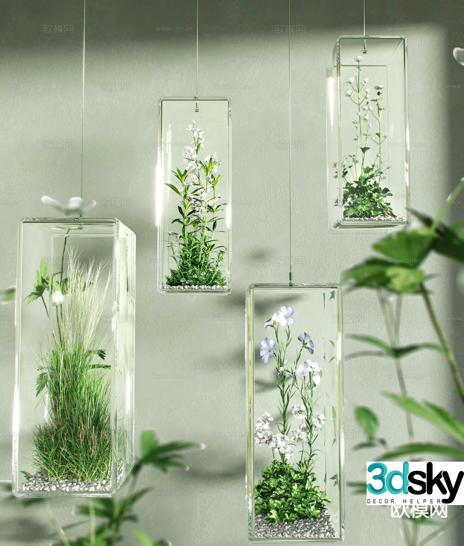 Modern indoor device landscaping flowers and shrubs device 3D model