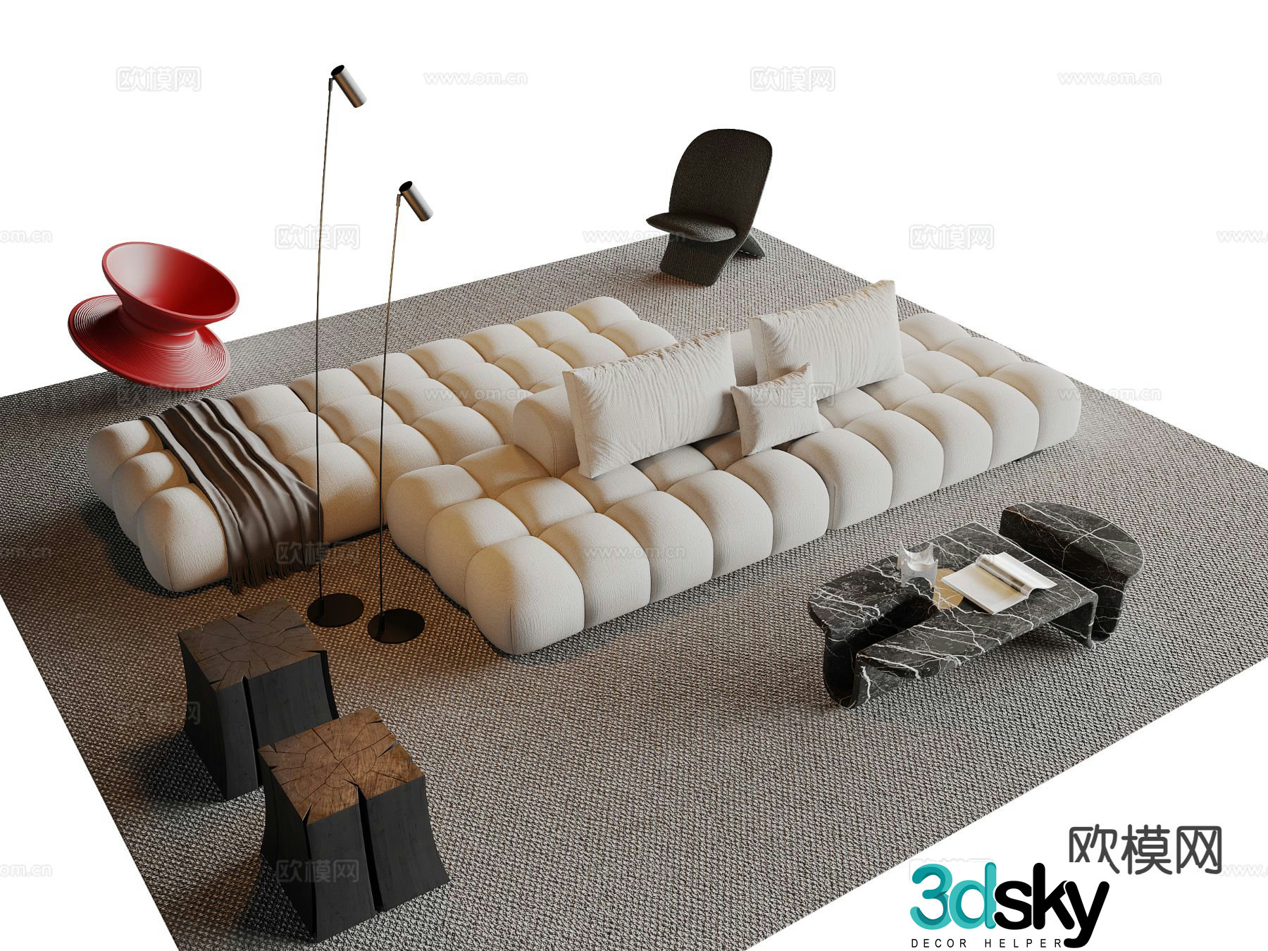 Modern sofa set 3d model