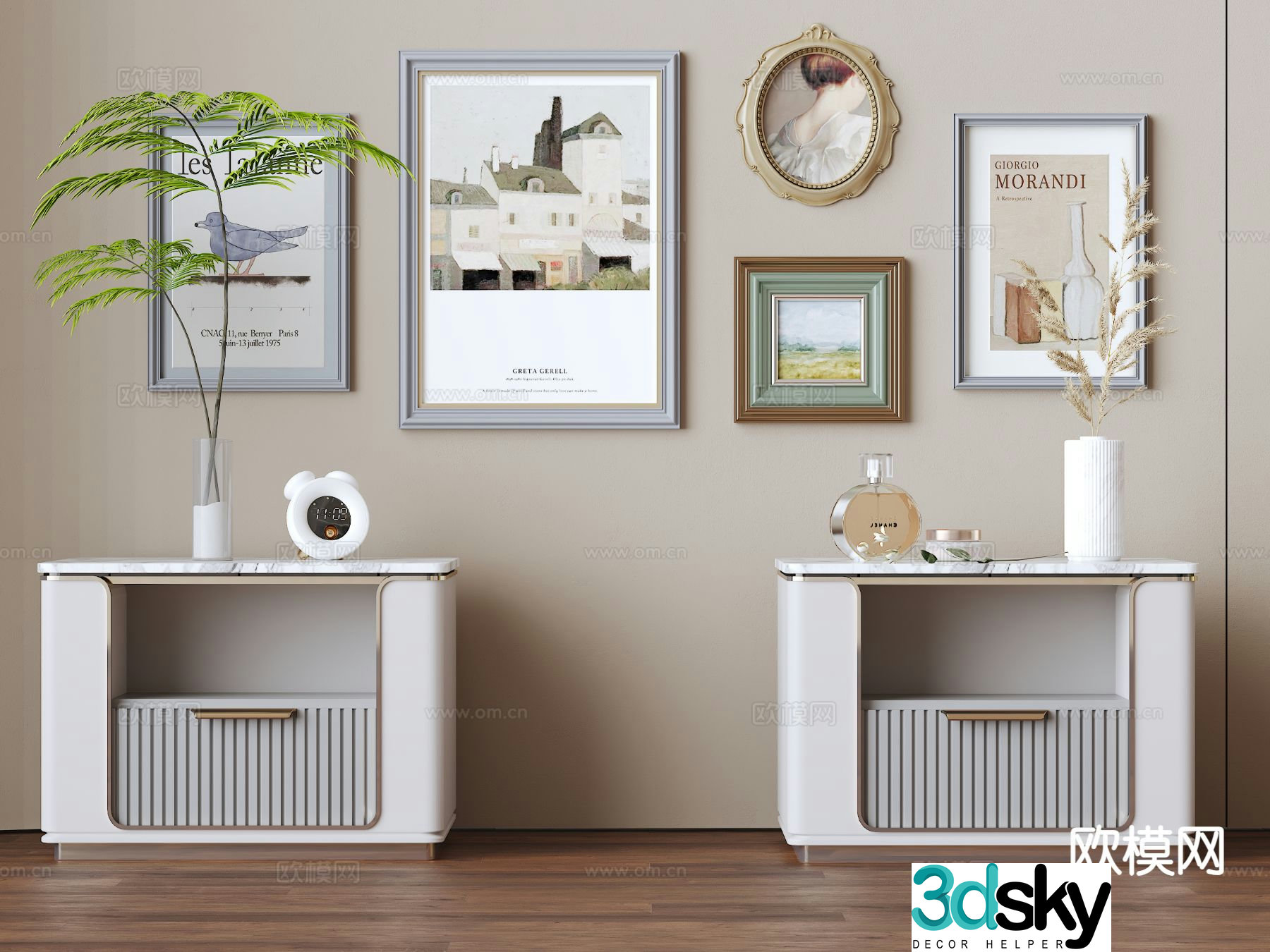 French bedside table 3d model