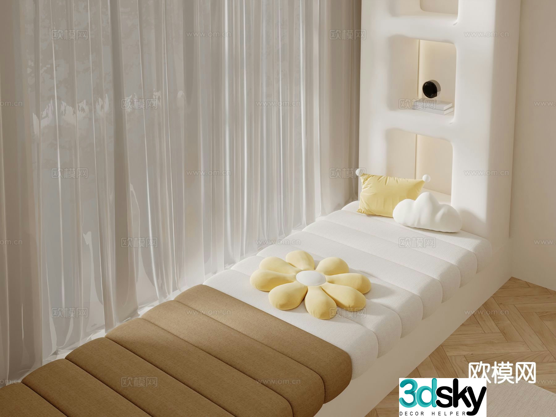 Bay window bay window cushion 3d model