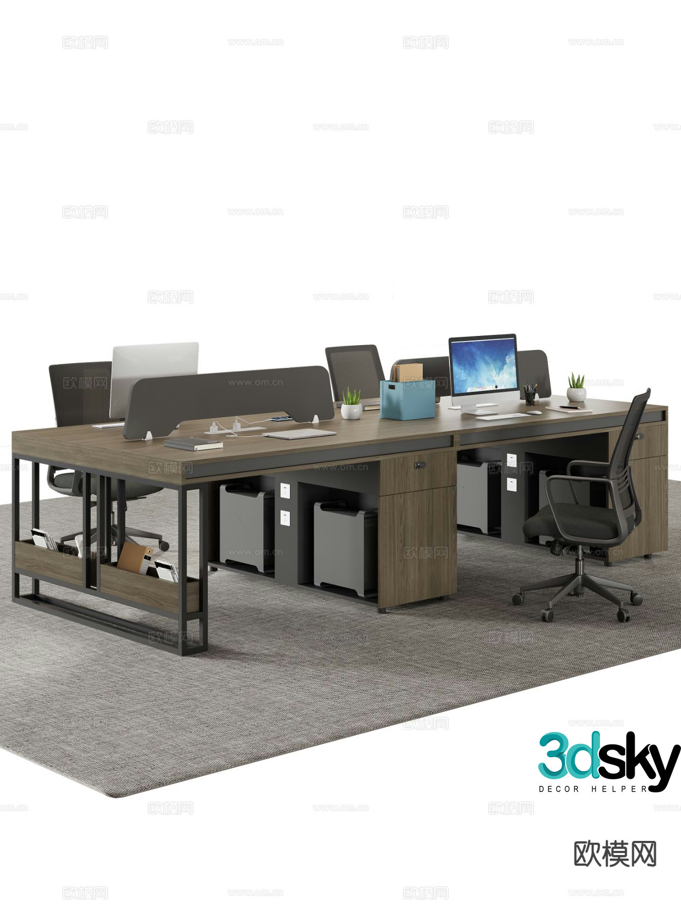 Modern card space desk staff desk staff desk 3d model