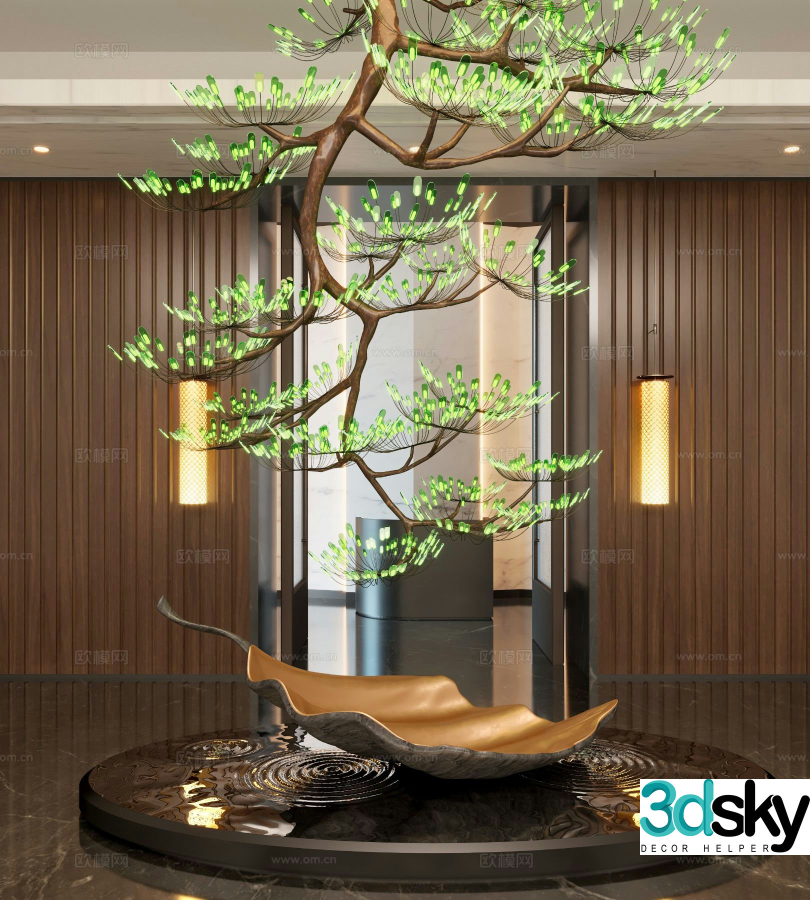 Modern interior installation decorative tree landscaping 3d model
