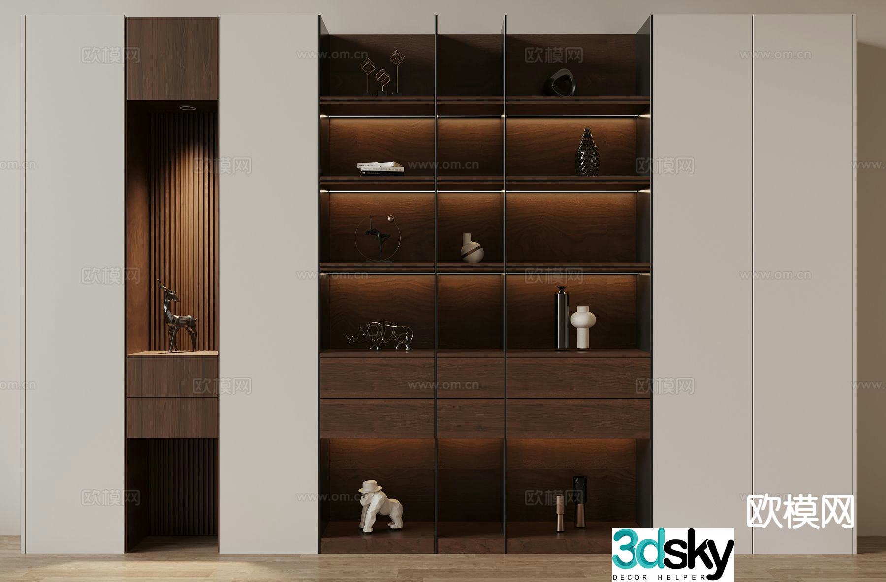 Medieval style bookcase storage cabinet 3d model