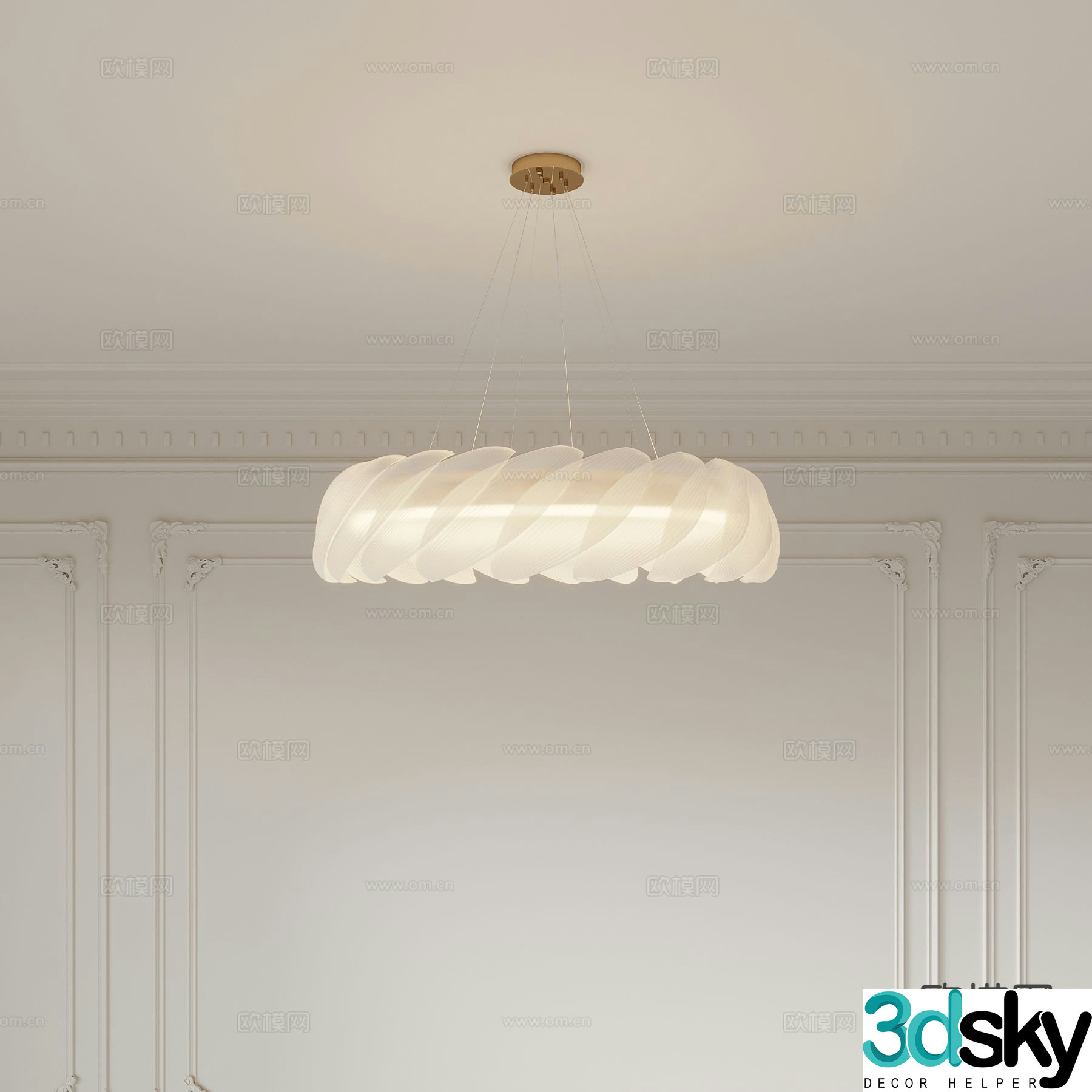 Cream style chandelier hall chandelier 3d model