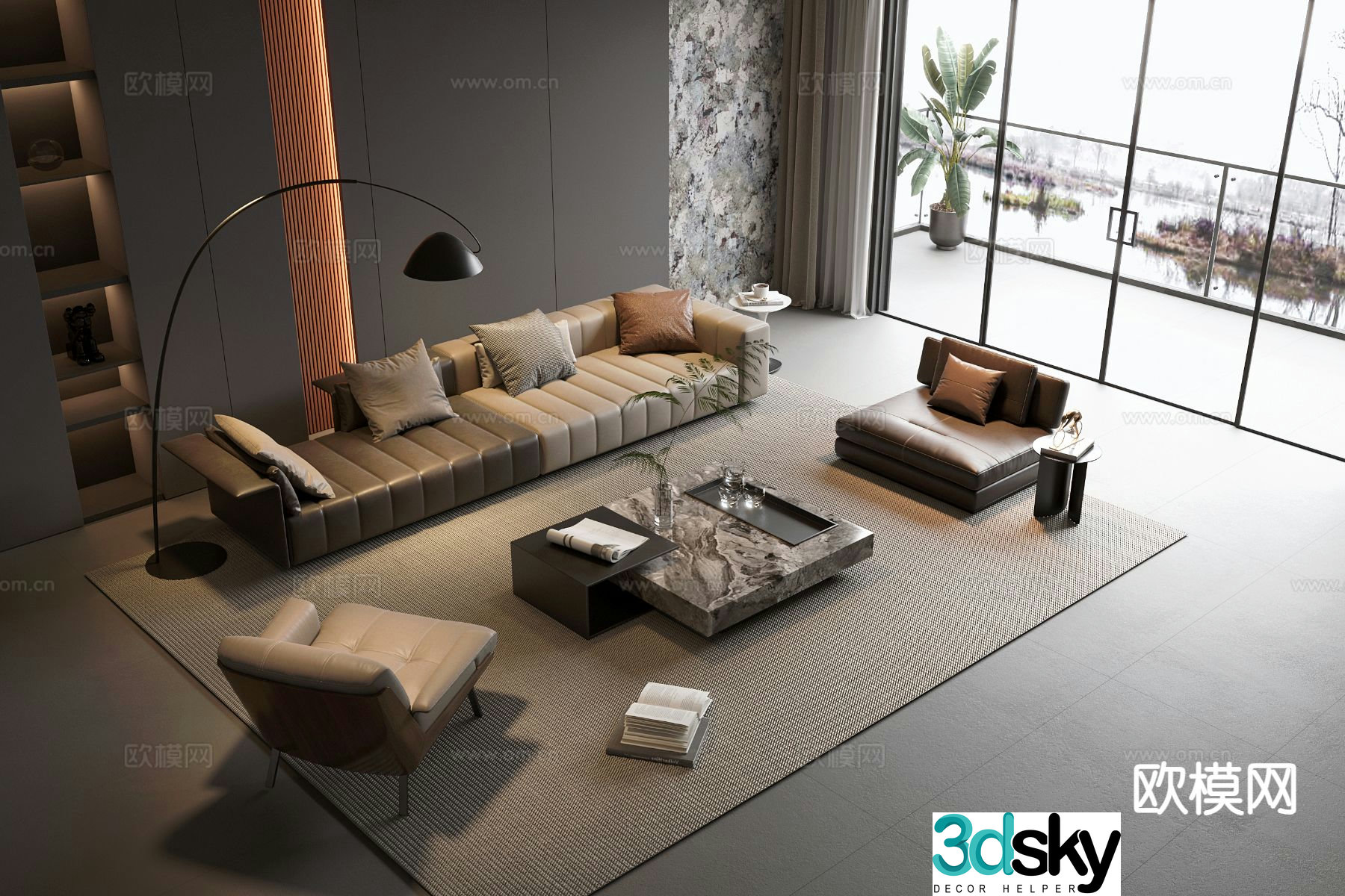 Italian sectional sofa 3d model