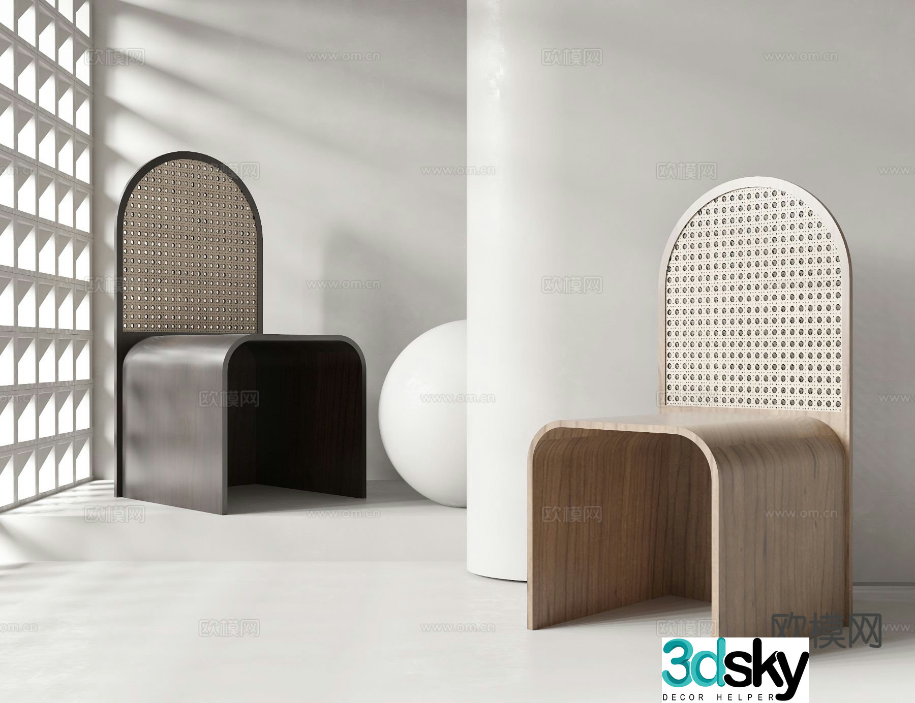 Medieval style single chair chair dining chair rattan chair 3d model