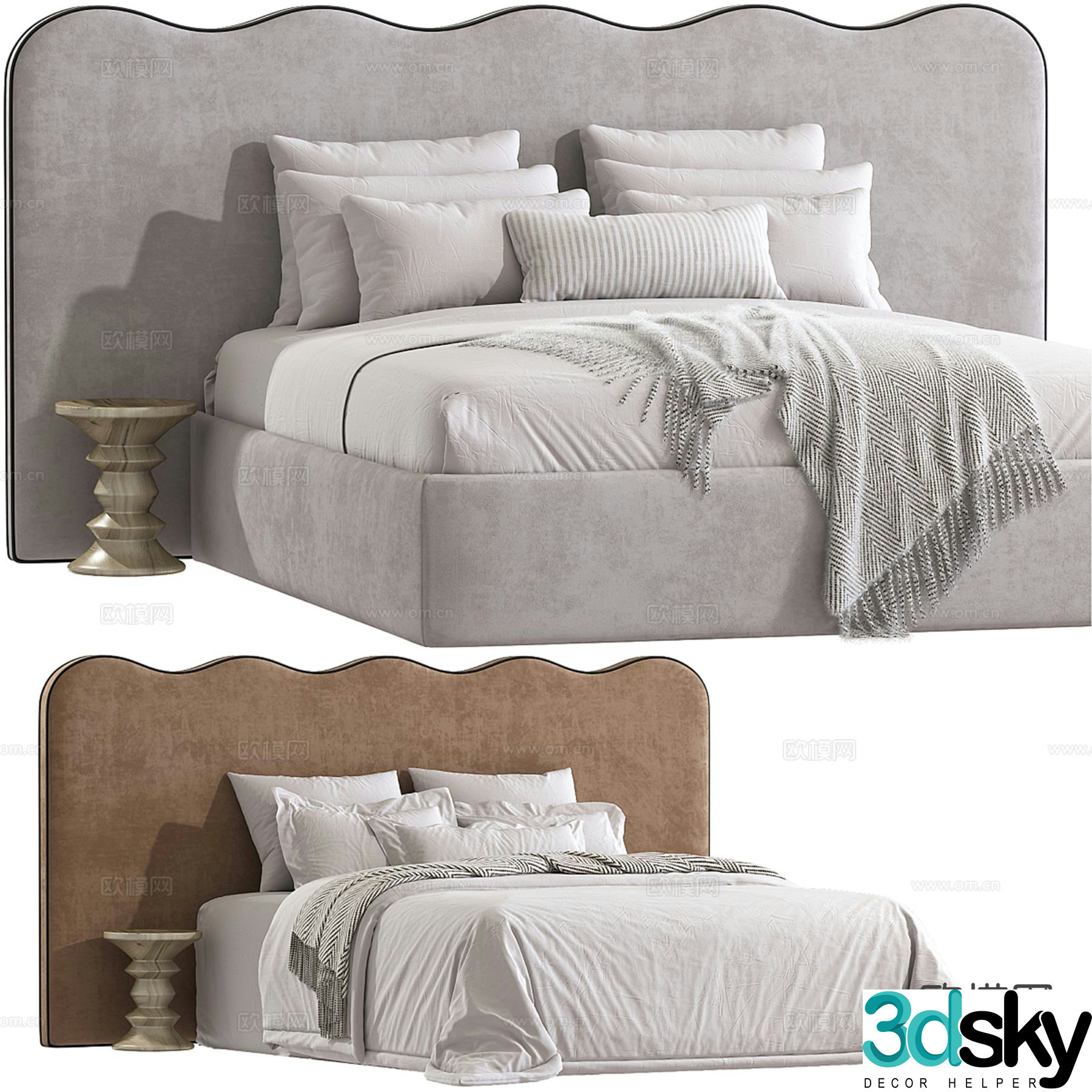 Modern double bed 3d model