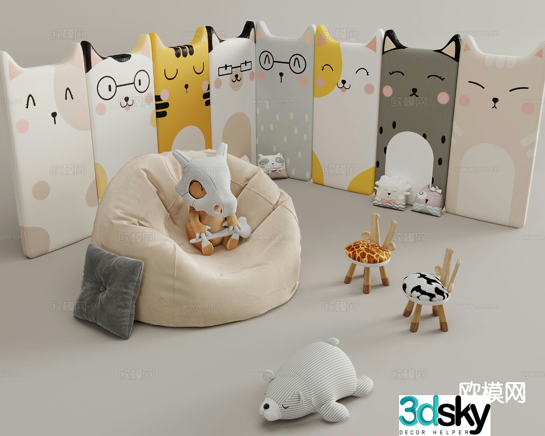 Children’s products cartoon soft bag children’s bench doll 3d model