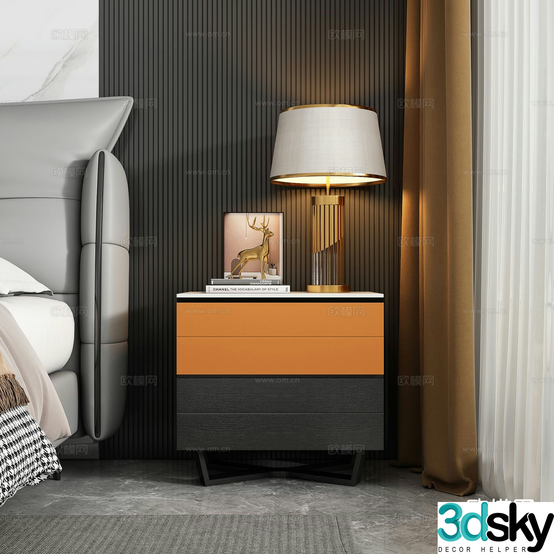 Modern bedside table 3d model