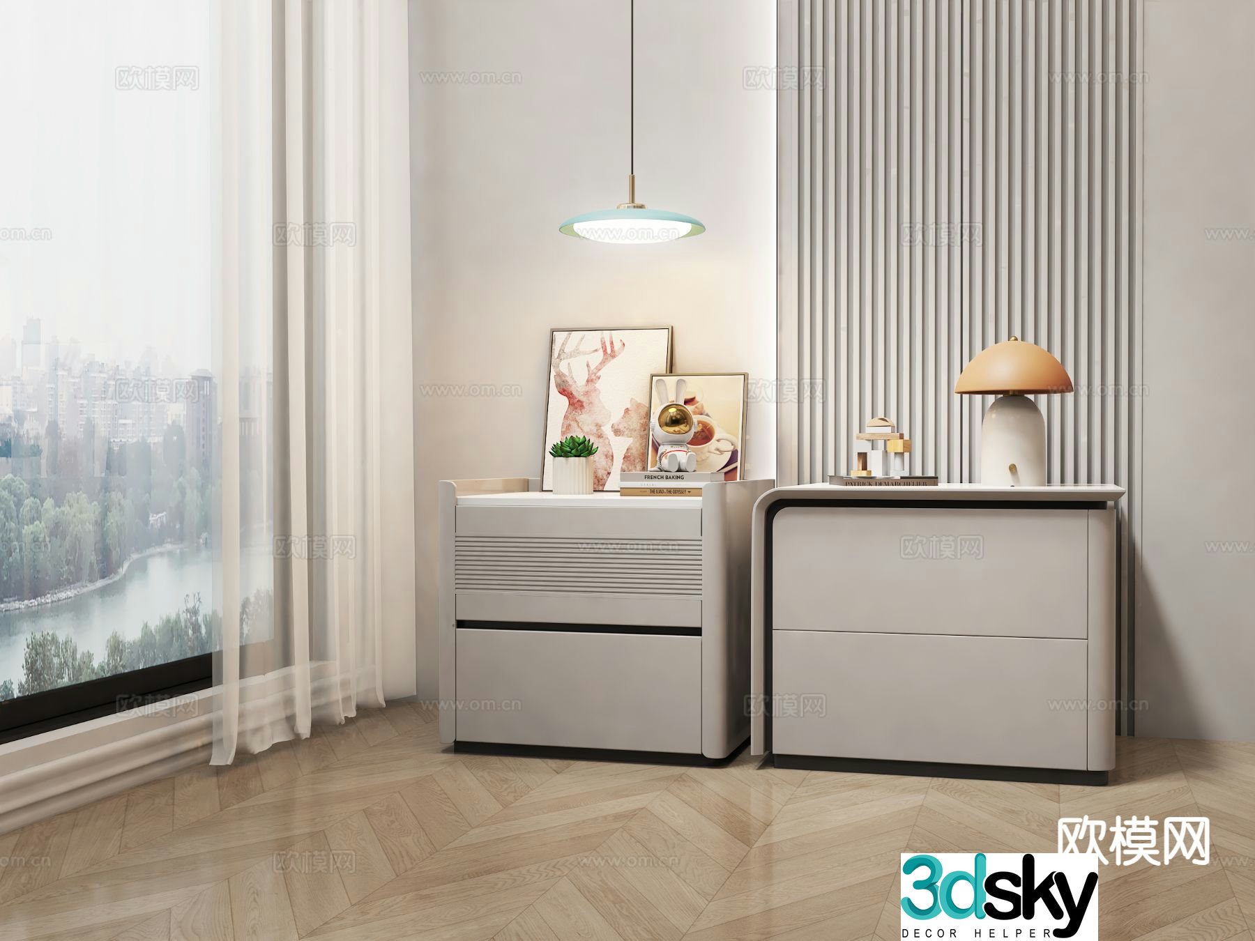 Modern bedside table 3d model