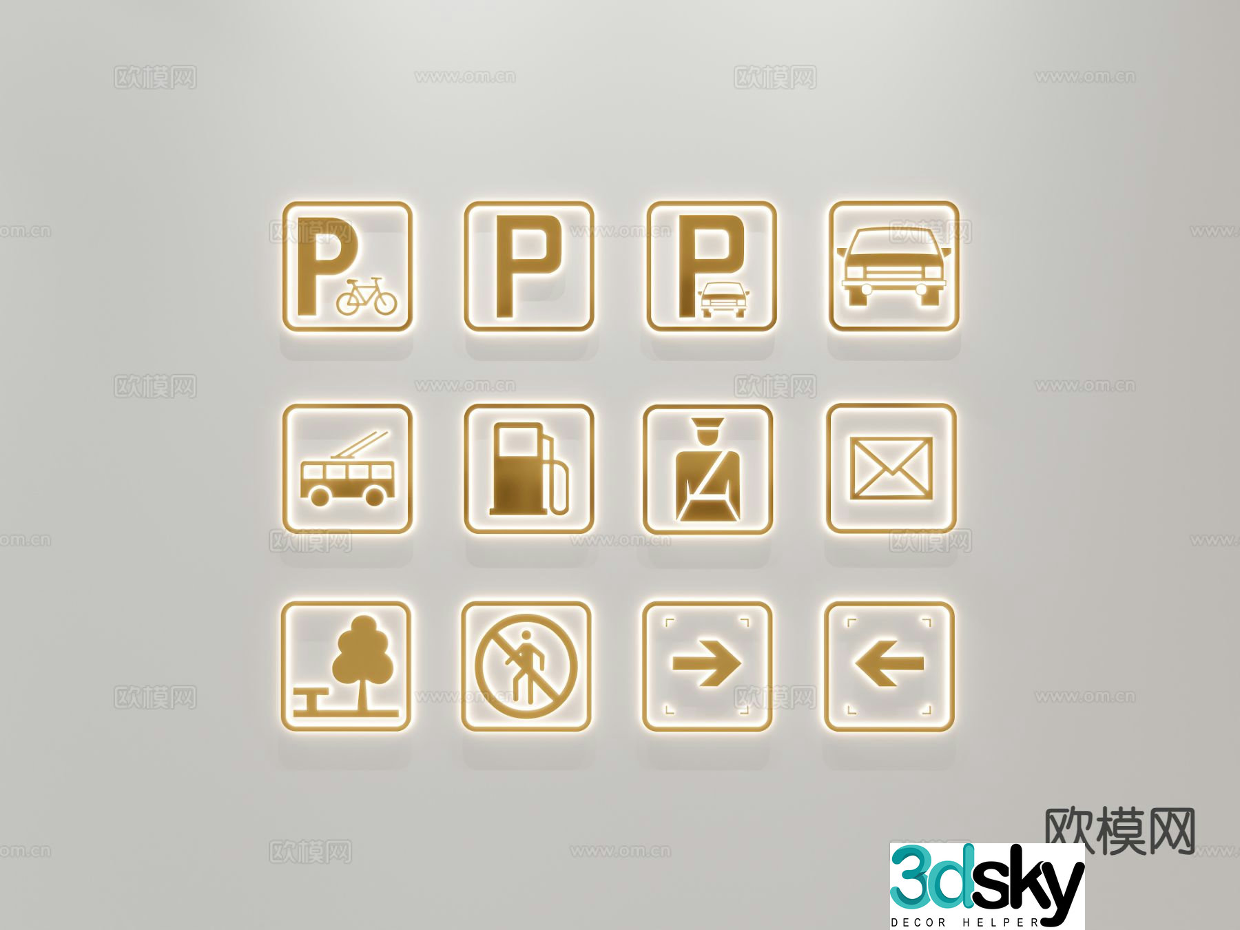 Travel signs, outdoor signs, indoor signs 3D model