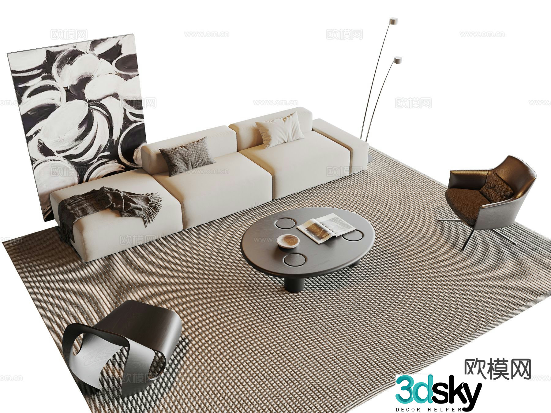 Modern sofa set 3d model