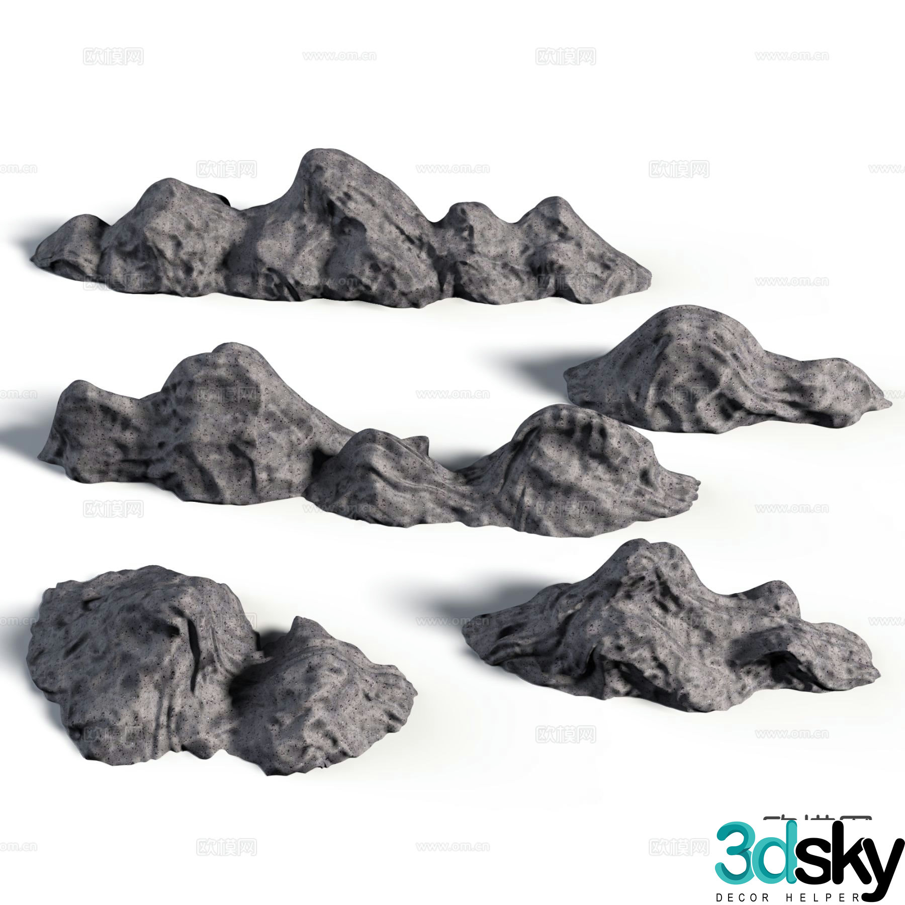 modern rockery stone stone 3d model