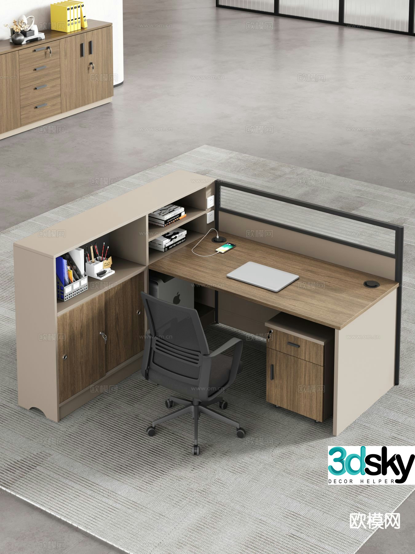 Modern desk desk staff desk staff desk 3d model