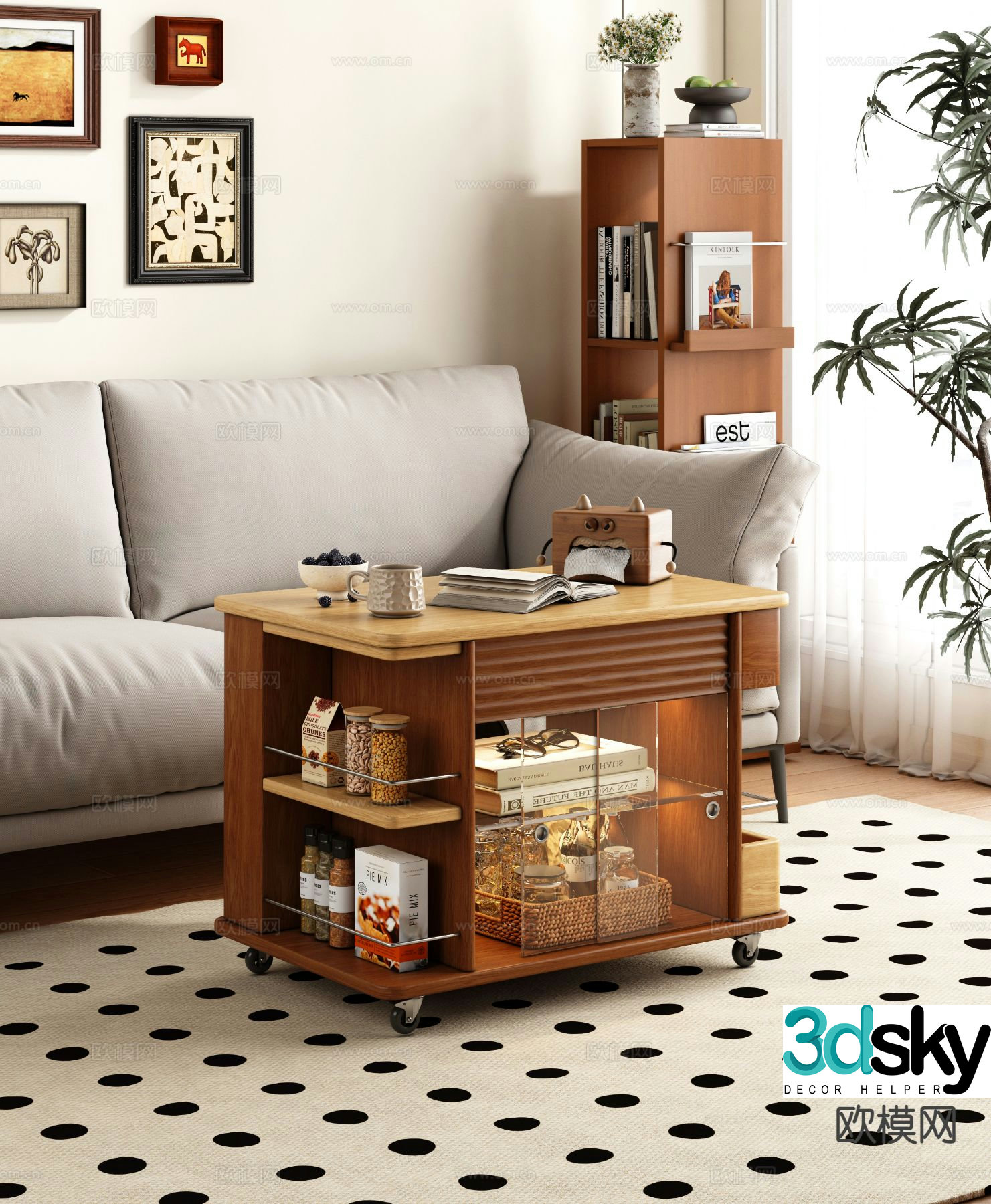 Middle style Moving side table Moving angle table 3D model