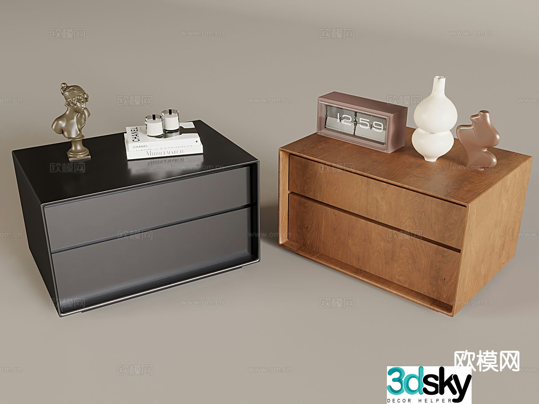 Medieval style bedside table 3d model