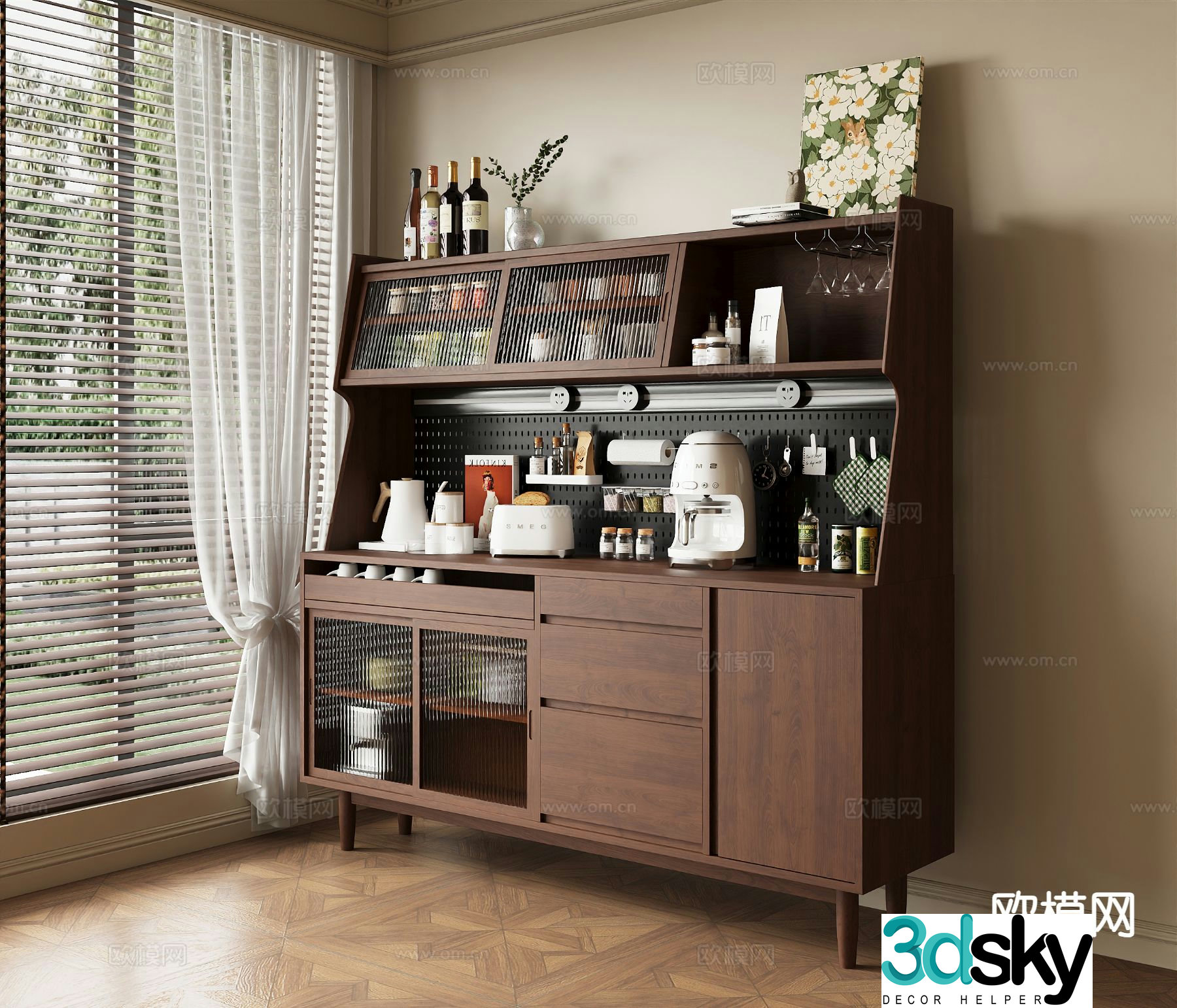 Medieval style sideboard 3d model