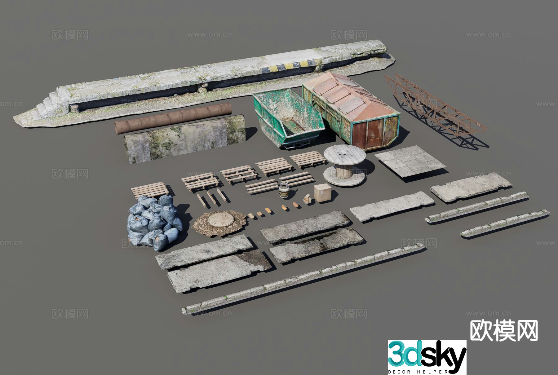 3D model of dilapidated urban pavement facilities