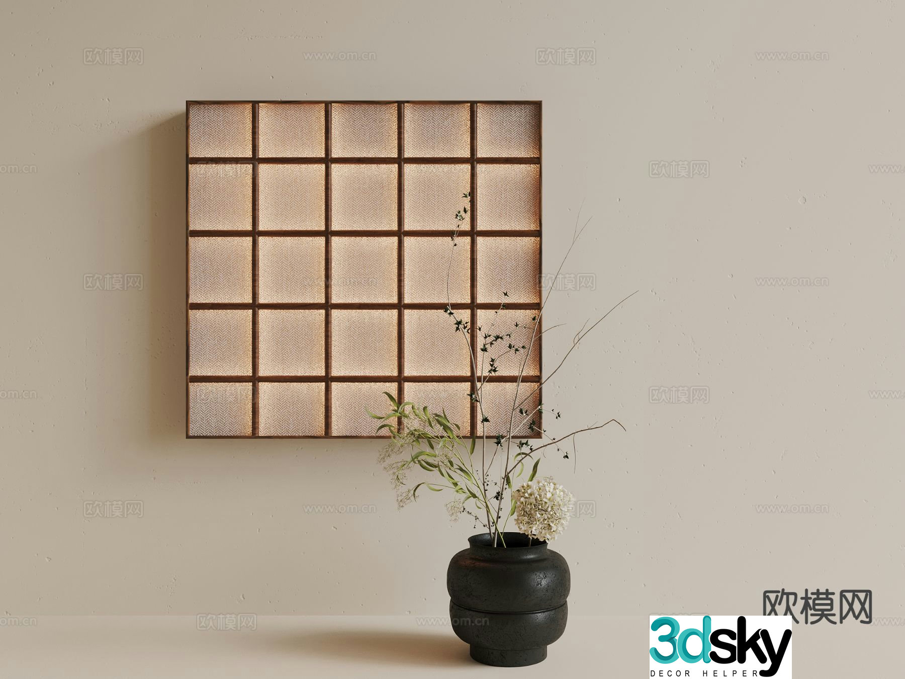 Grid wall light 3d model