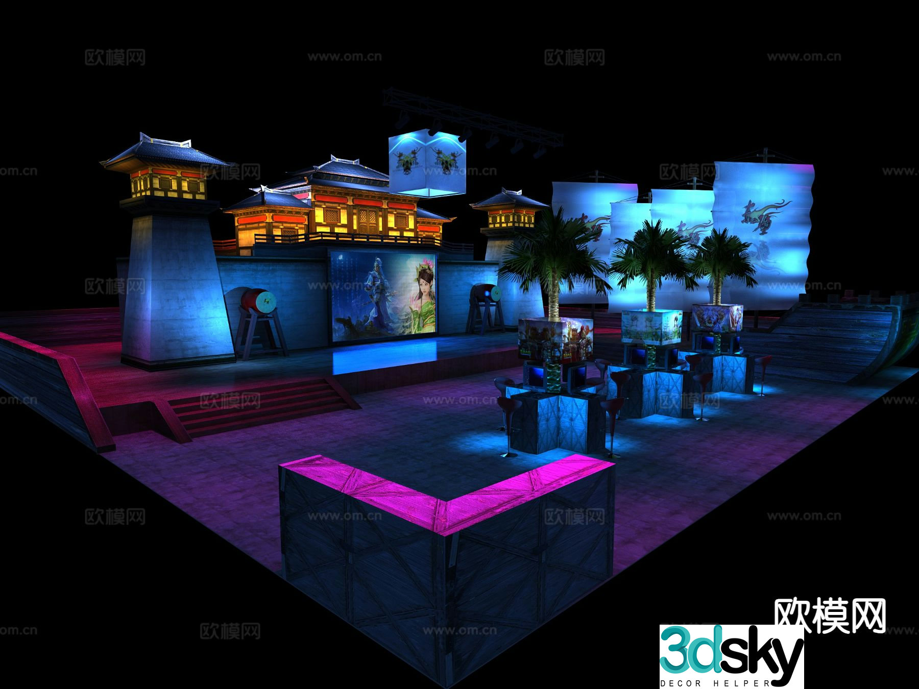 Game scene chibi scene 3d model