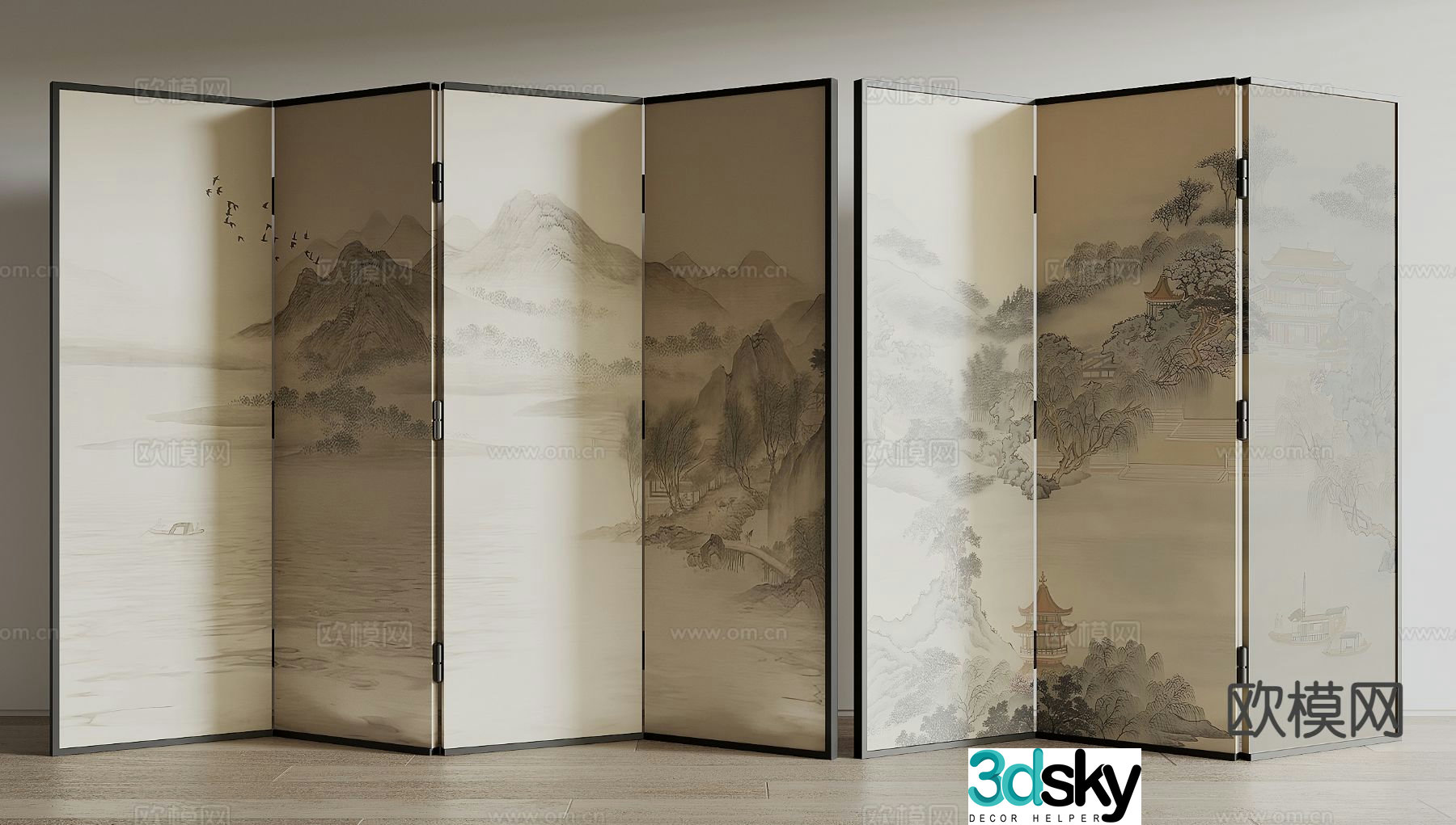 New Chinese-style screen partition 3D model