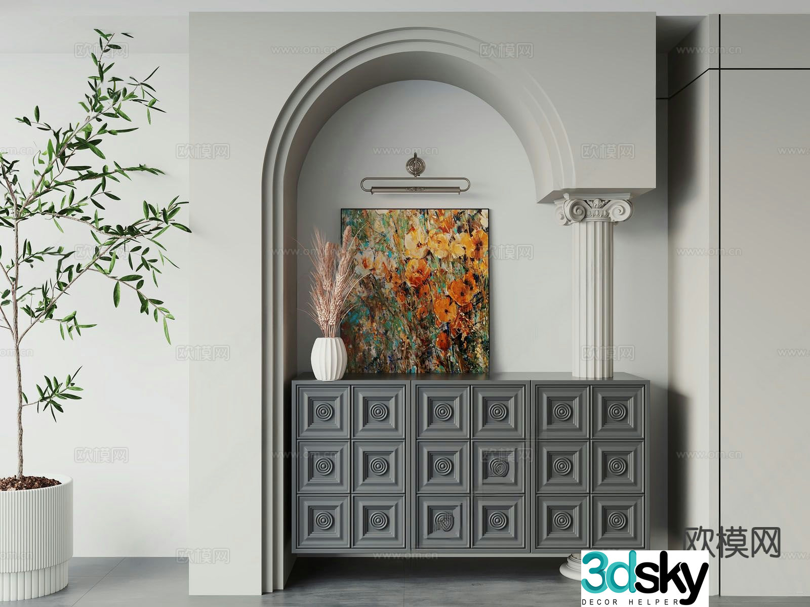 French side cabinet entrance cabinet 3d model