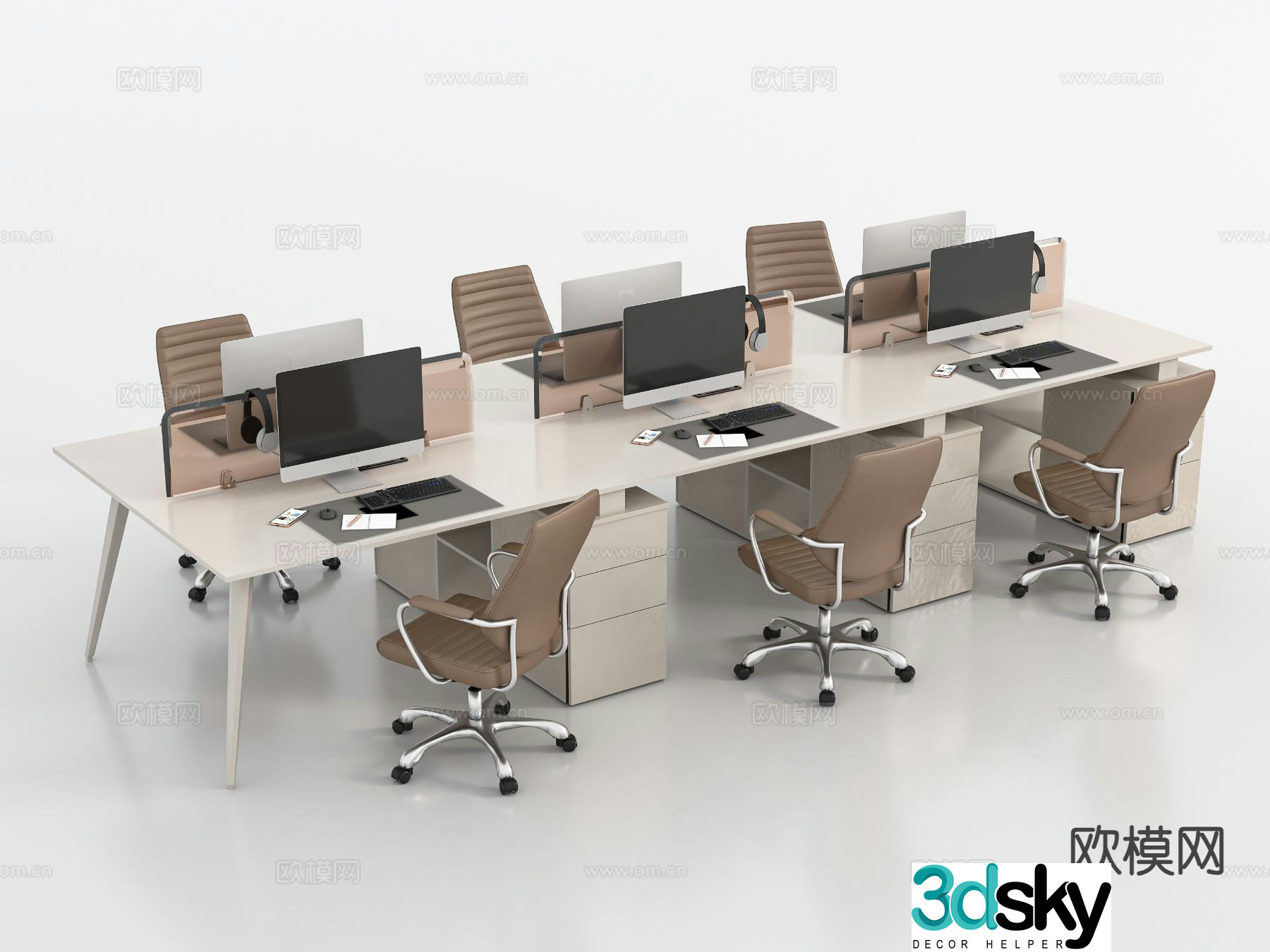 Modern office desk and chair 3d model