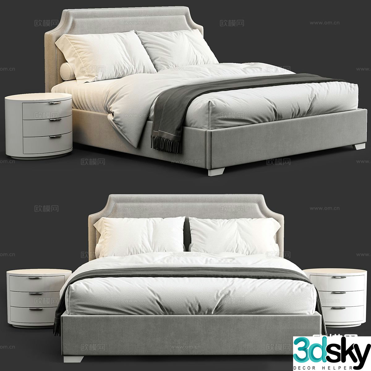 Modern double bed 3d model
