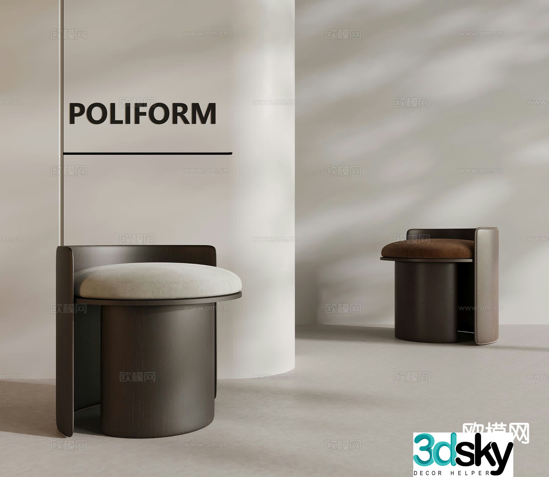 French stool low stool 3d model